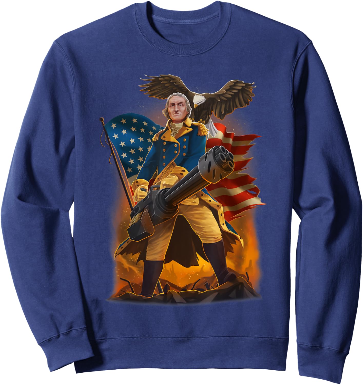 Patriotic Shirt George Washington Shirt 4th of July Sweatshirt - Sweatshirt | Navy