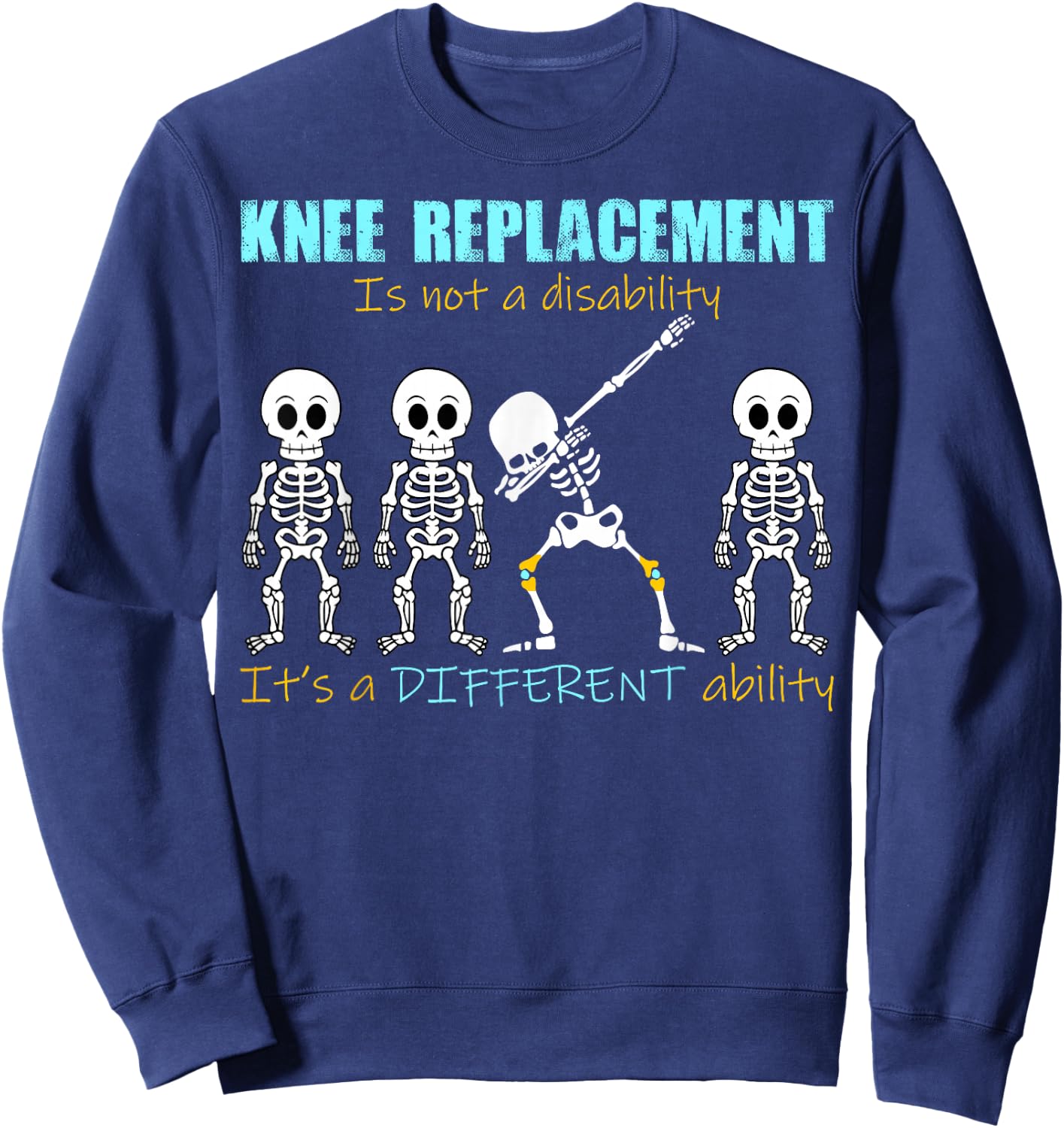 Knee Replacement Surgery Black Small Knee Replacement Recovery ACL Surgery Arthroplasty Graphic Novelty Sweatshirt - Sweatshirt | Navy