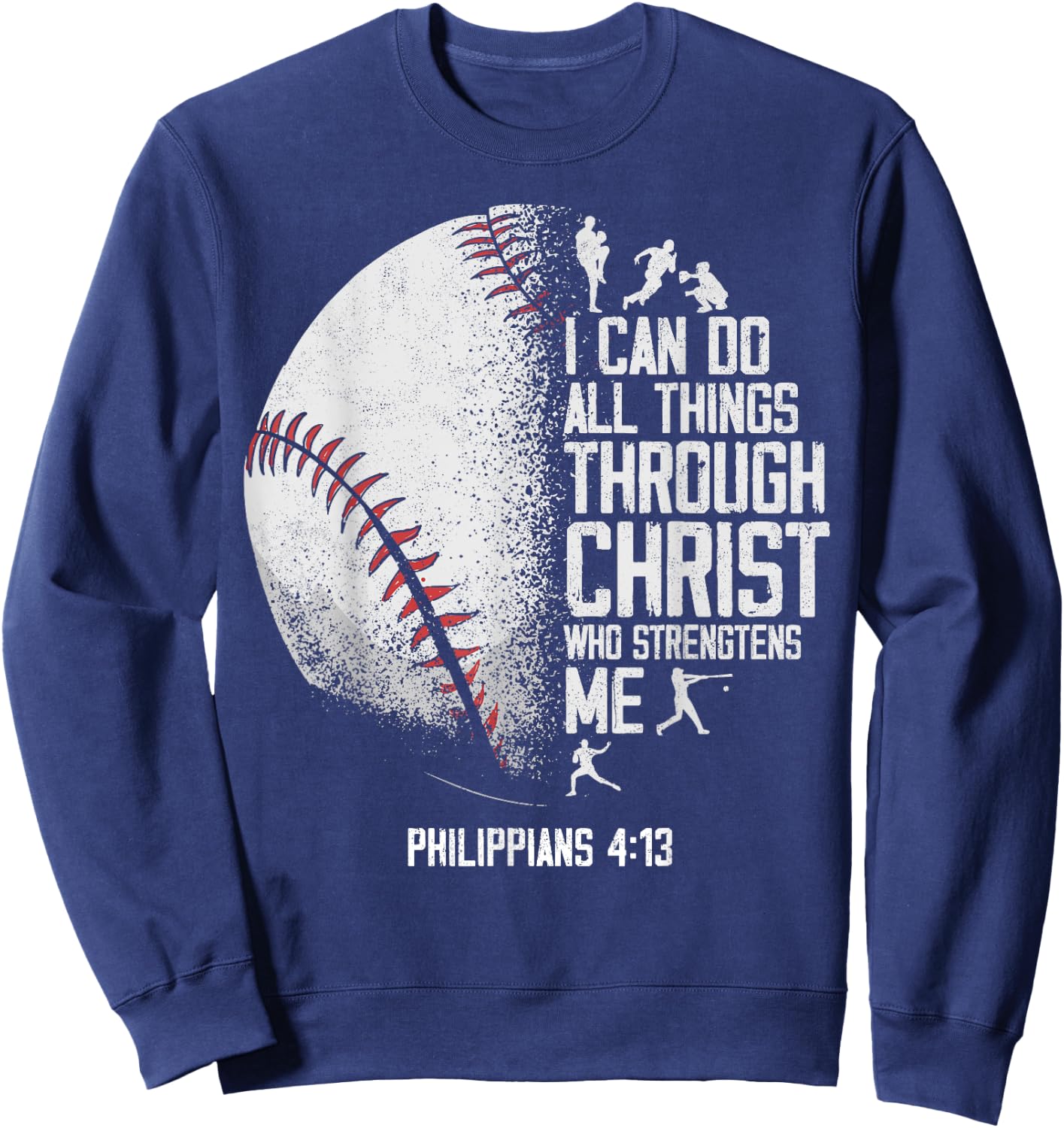 Baseball Fan Bible Quote Vintage I Can Do All The Things Sweatshirt - Sweatshirt | Navy