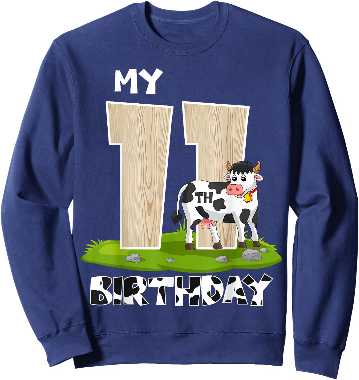 My 11th Birthday Farm Animal Theme11 Year Old B-Day Party Sweatshirt - Sweatshirt | Navy
