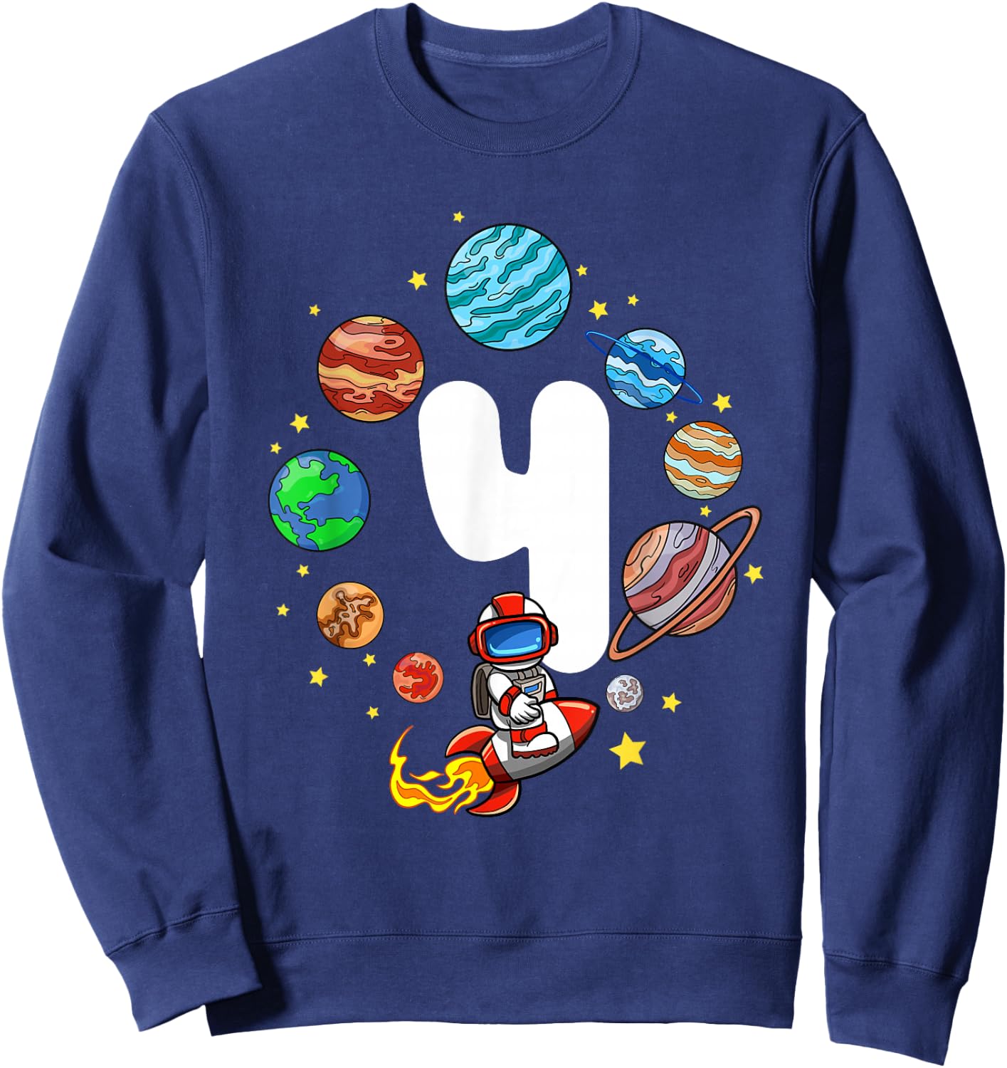 Space Birthday 4 Boys Astronaut Planets Rocket Ship Party Sweatshirt - Sweatshirt | Navy
