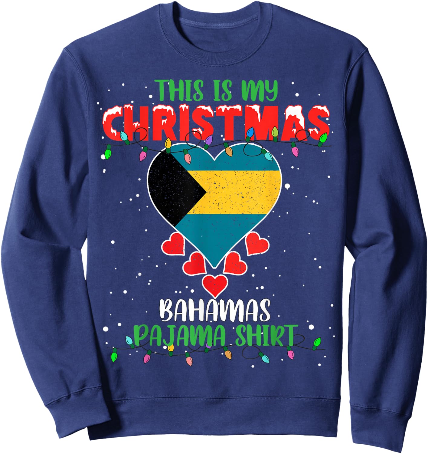 This Is My Christmas Lights Love Bahamas Flag Pajama Sweatshirt - Sweatshirt | Navy