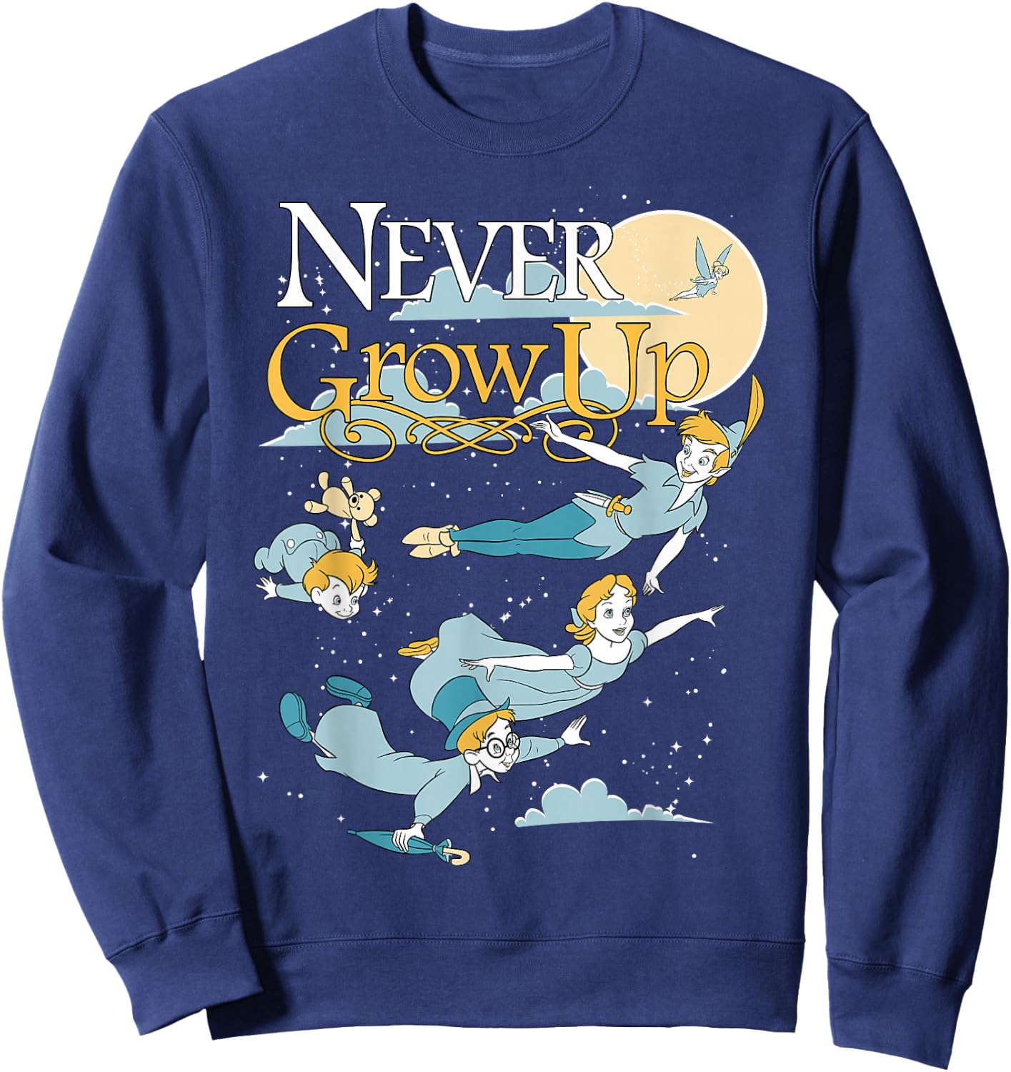 Disney Peter Pan Group Shot Never Grow Up Night Portrait Sweatshirt - Sweatshirt | Navy