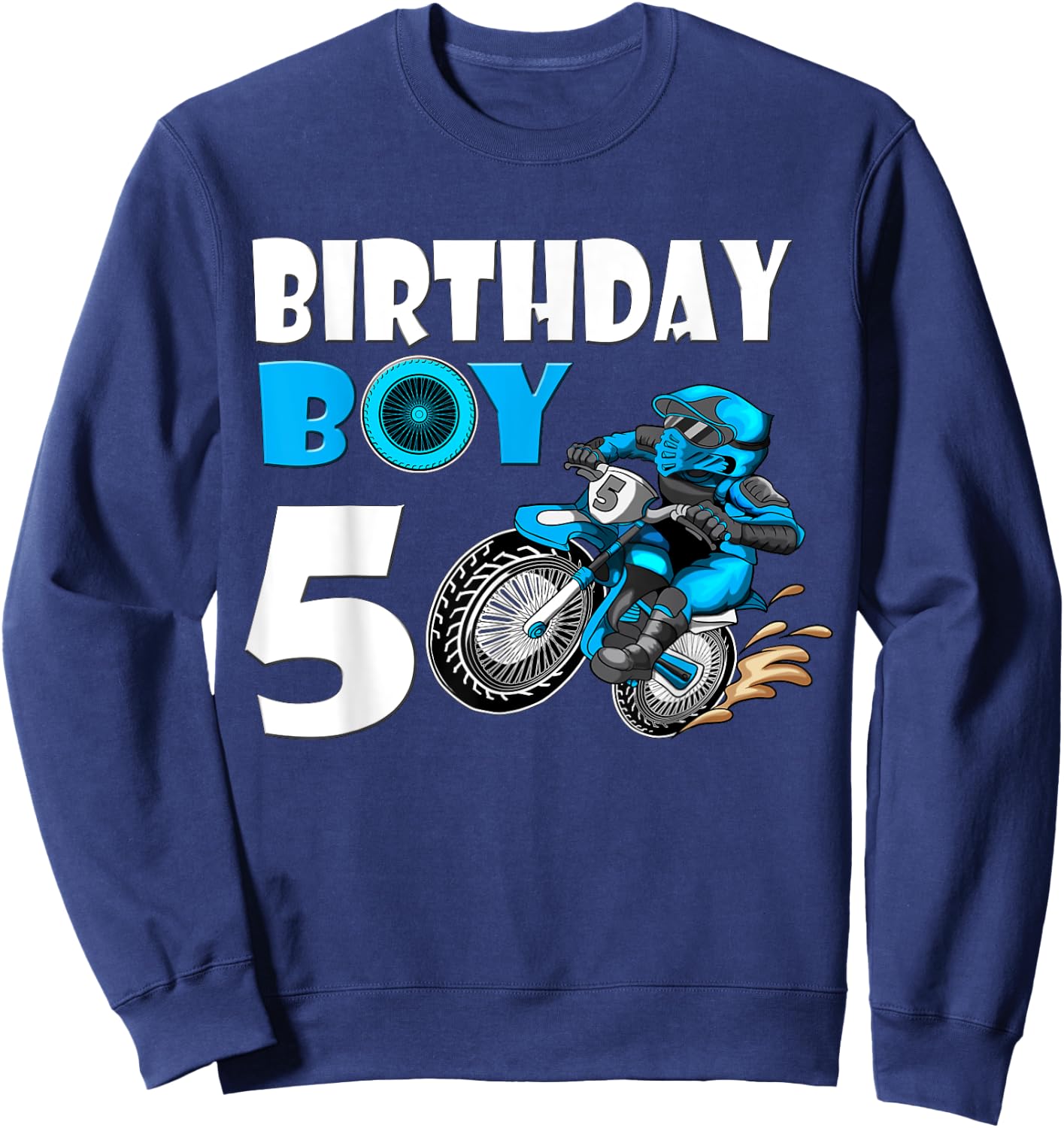Birthday Boy 5 Birthday Boy Motocross Motorcycle Motorbike Sweatshirt - Sweatshirt | Navy