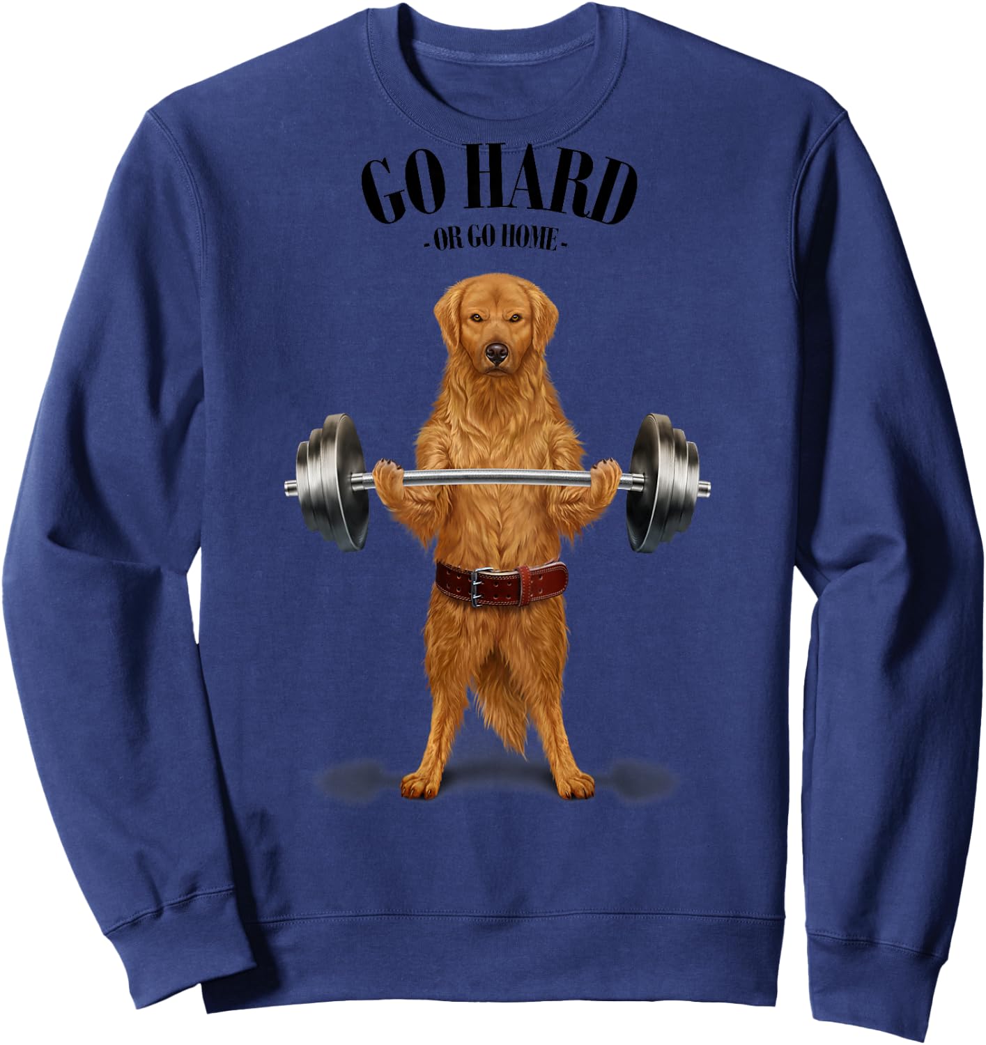 Golden Retriever Dog Weightlifting in Fitness Gym Women Kids Sweatshirt - Sweatshirt | Navy