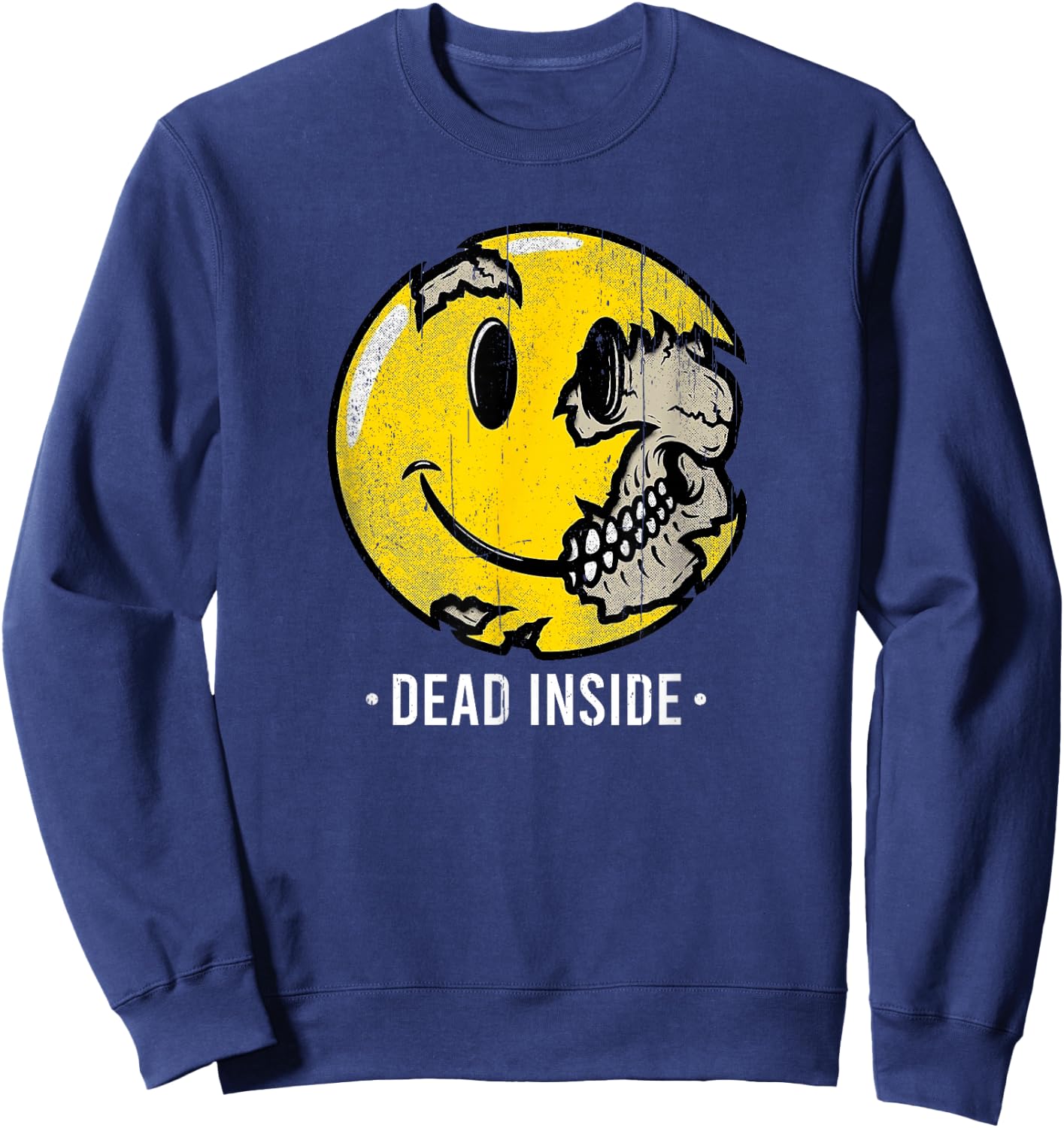 I'm Dead Inside Sad Smile Face Skeleton Vintage Halloween Sweatshirt - Sweatshirt | Navy