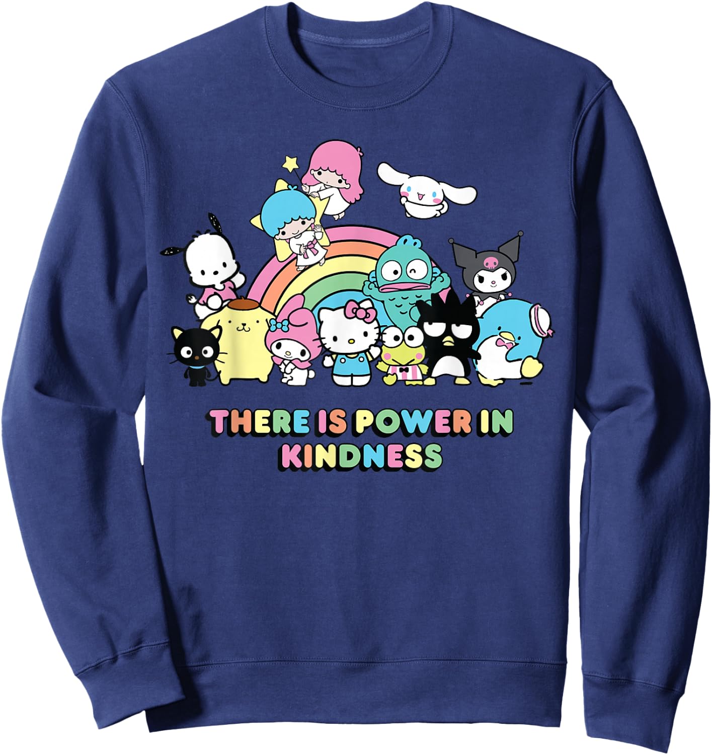 Sanrio Hello Kitty & Friends Power in Kindness Black Classic Fit , , Short Sleeve Sweatshirt - Sweatshirt | Navy