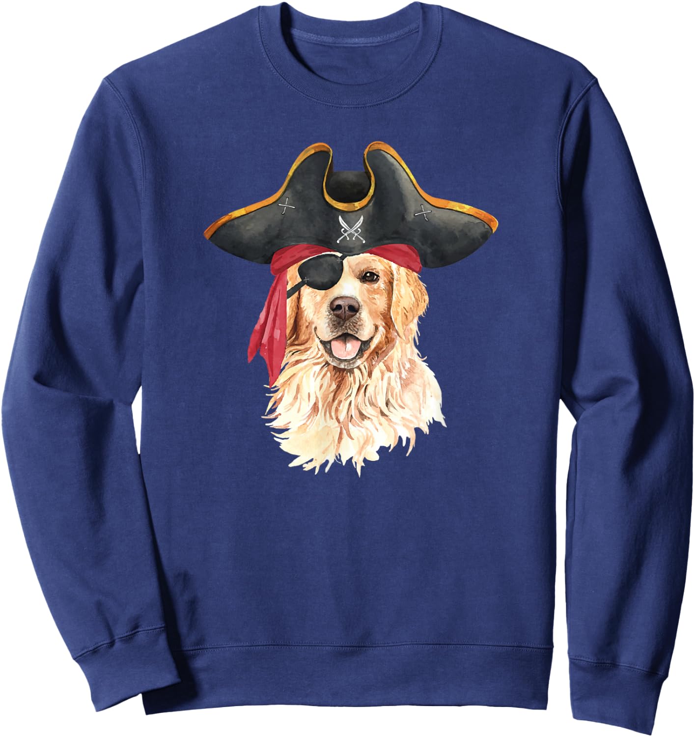Golden Retriever In Pirate Costume Dog Lovers Women Kids Sweatshirt - Sweatshirt | Navy