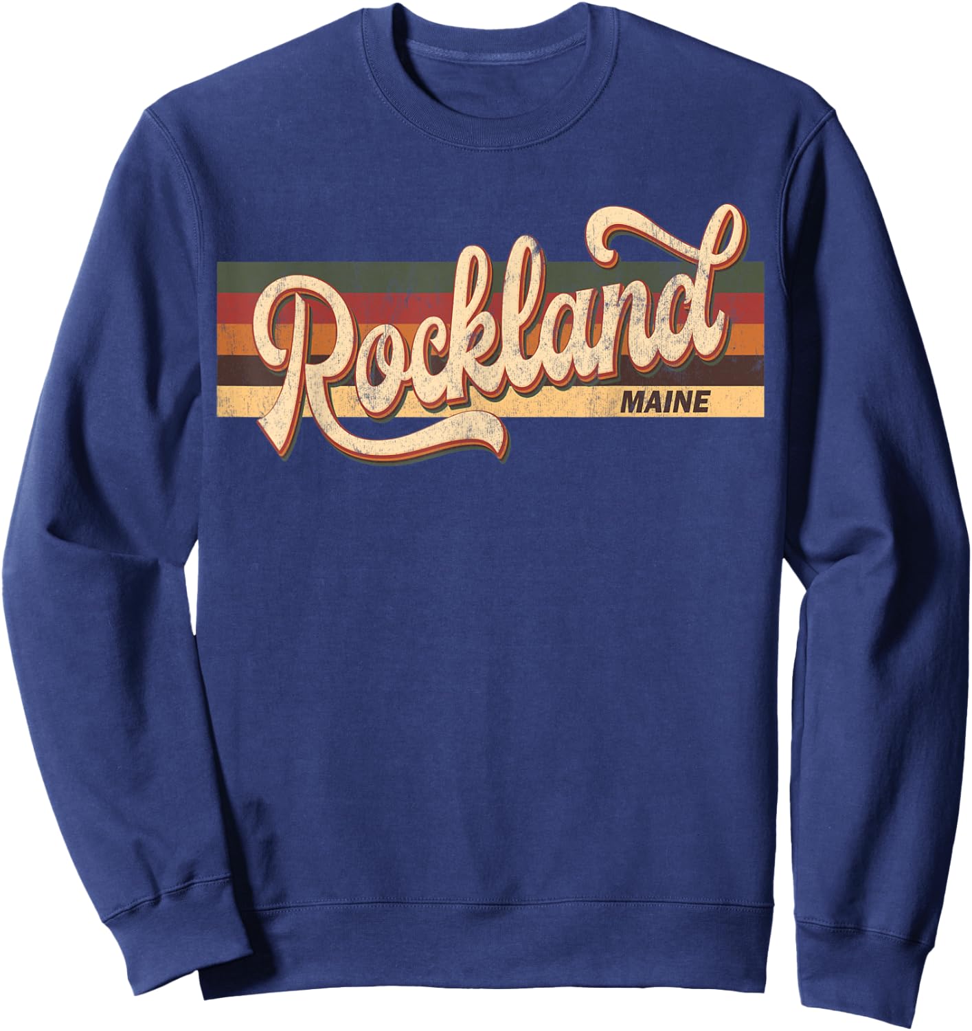 Rockland Maine State USA Retro Vintage 70s 80s Sweatshirt - Sweatshirt | Navy