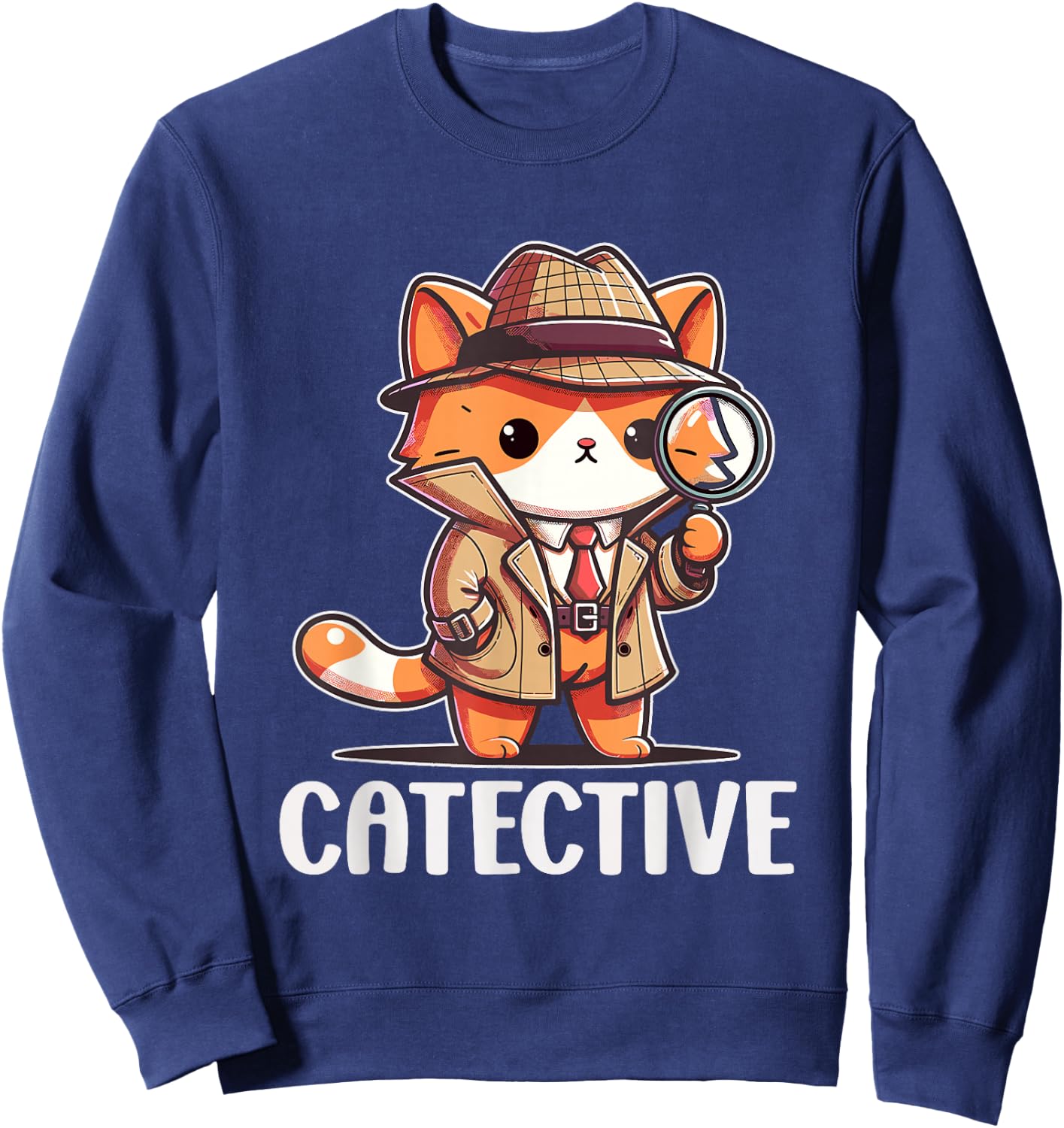 Private Investigator PI Funny Cat Detective Pun Spy Sweatshirt - Sweatshirt | Navy