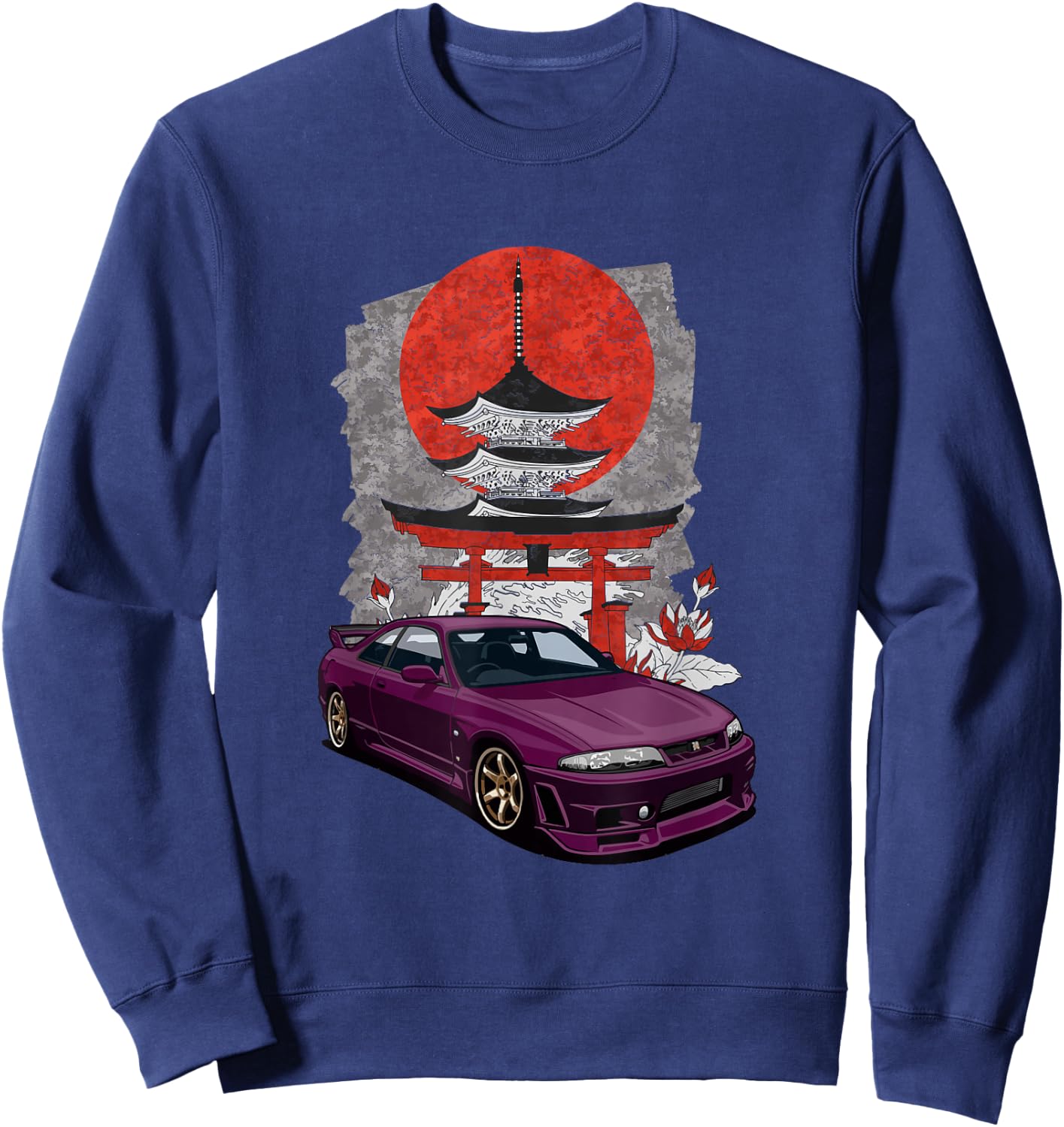 JDM Skyline R33 Car Tuning Japan Shinto Shrine Drift Sweatshirt - Sweatshirt | Navy
