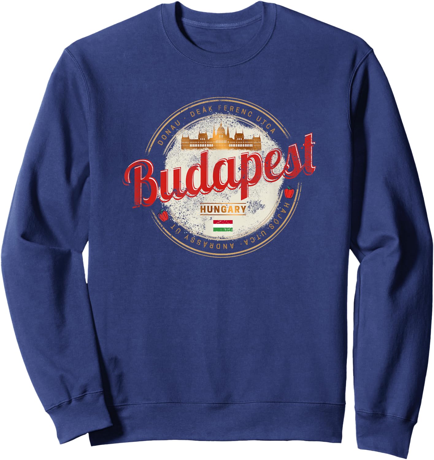 Budapest Design Hungary Vintage Parliament Souvenir Sweatshirt - Sweatshirt | Navy
