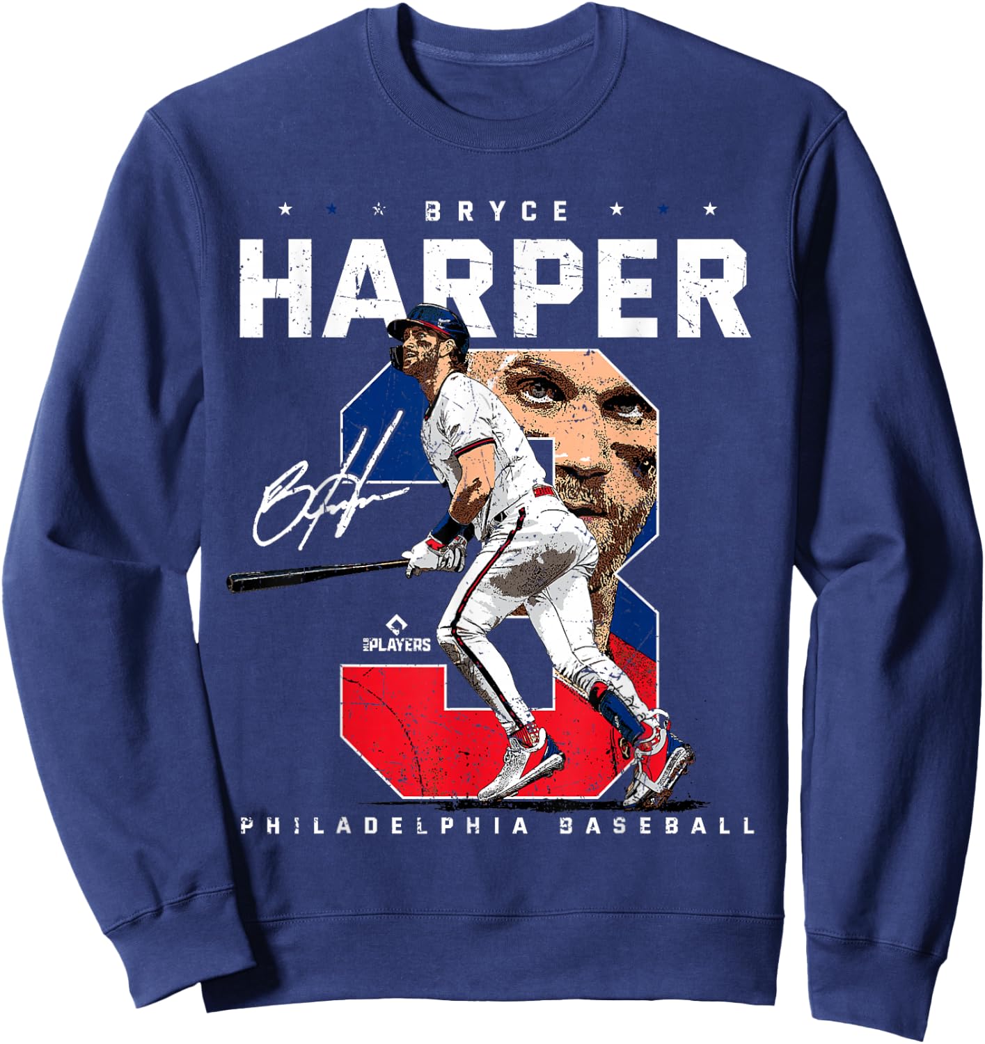 Bryce Harper Number Portrait Bam Bam Pennsylvania MLBPA Sweatshirt - Sweatshirt | Navy