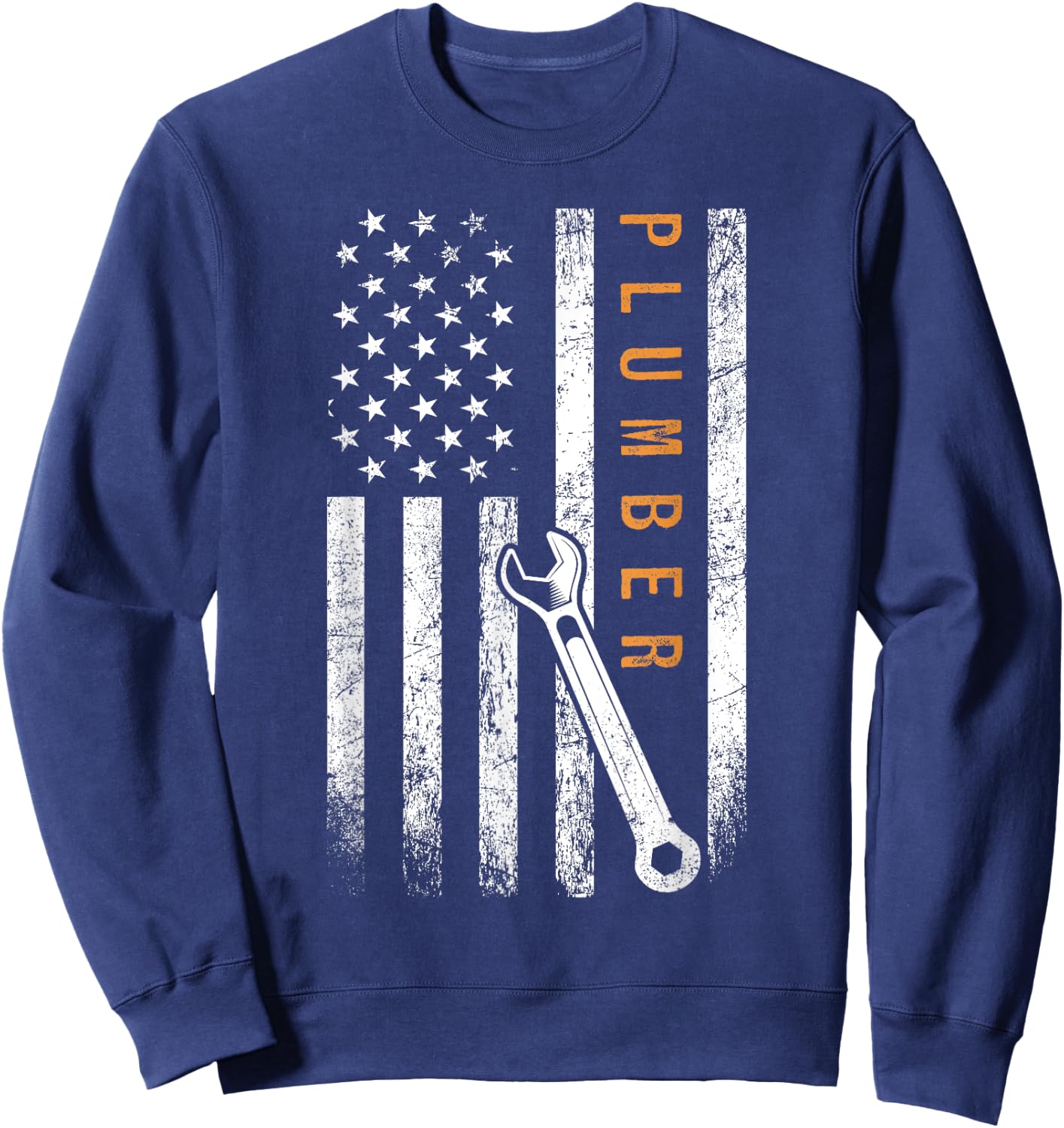 Plumber American Flag Design Plumbing Sweatshirt - Sweatshirt | Navy