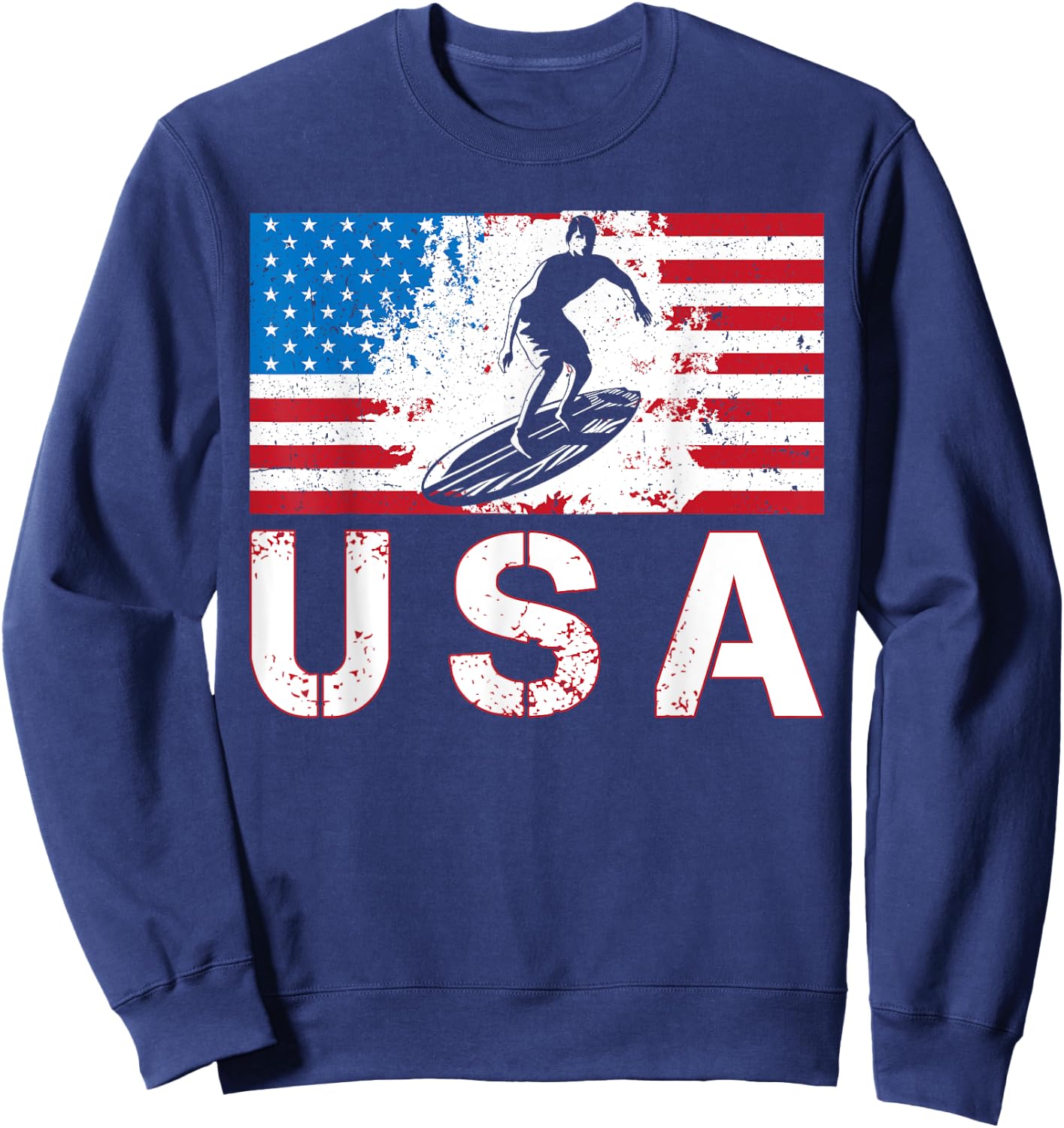 USA Surfing team American flag US Surfer men women kids Sweatshirt - Sweatshirt | Navy