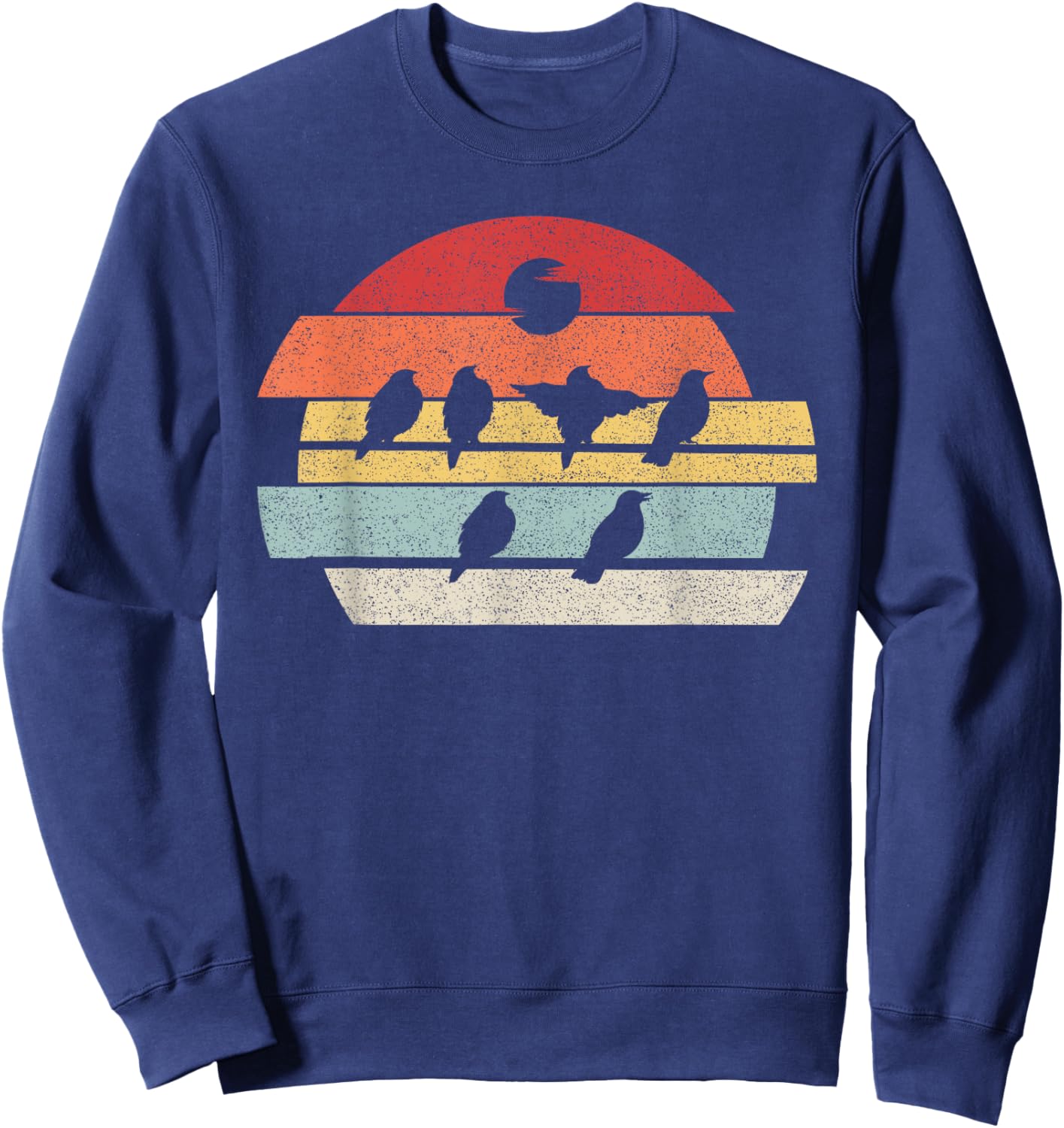Vintage Retro Birds Shirt Birds On A Wire Nature Birds Lover Sweatshirt - Sweatshirt | Navy