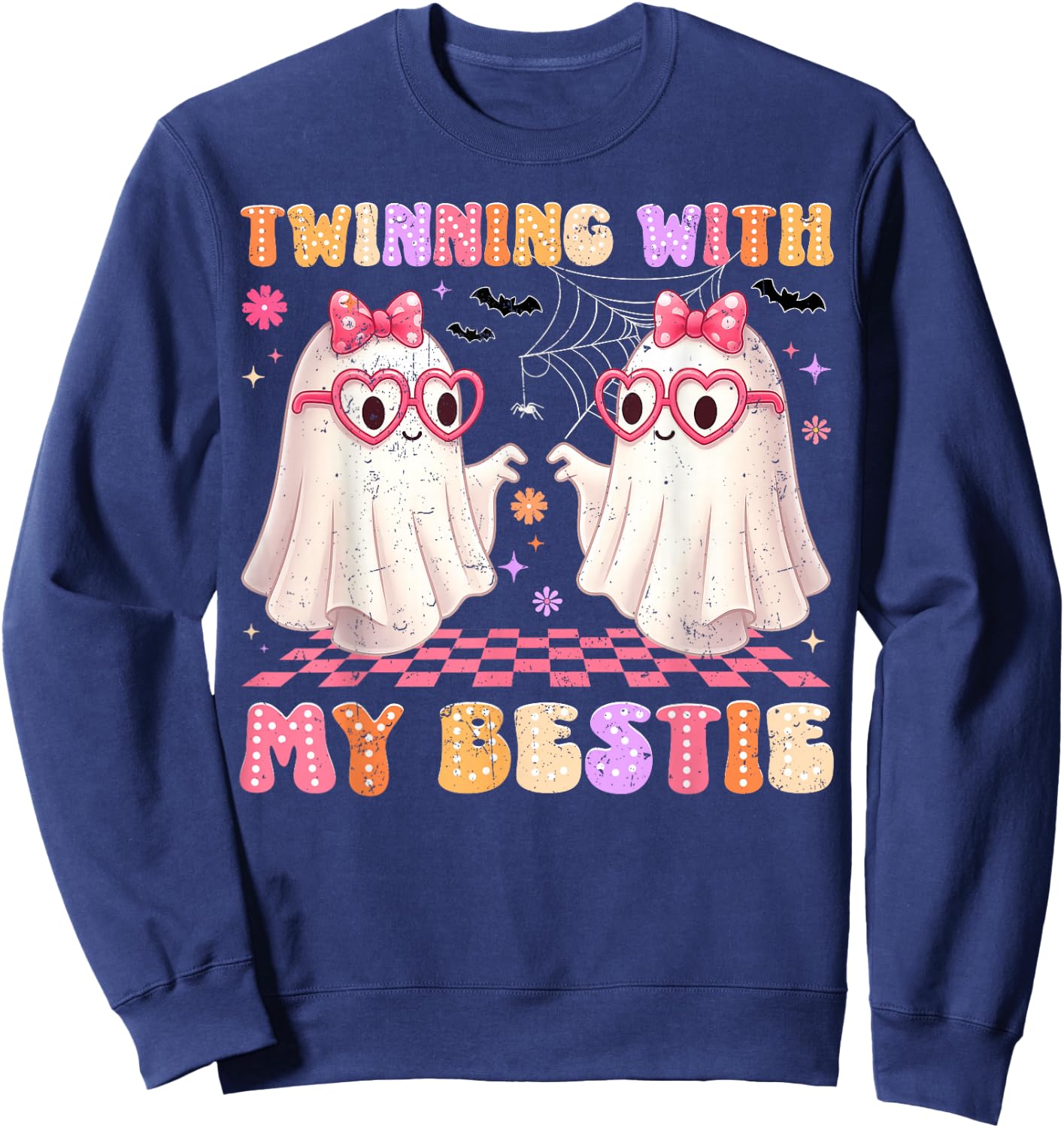 Twinning with My Bestie Cute Boo Halloween Costumes Women Gi Sweatshirt - Sweatshirt | Navy