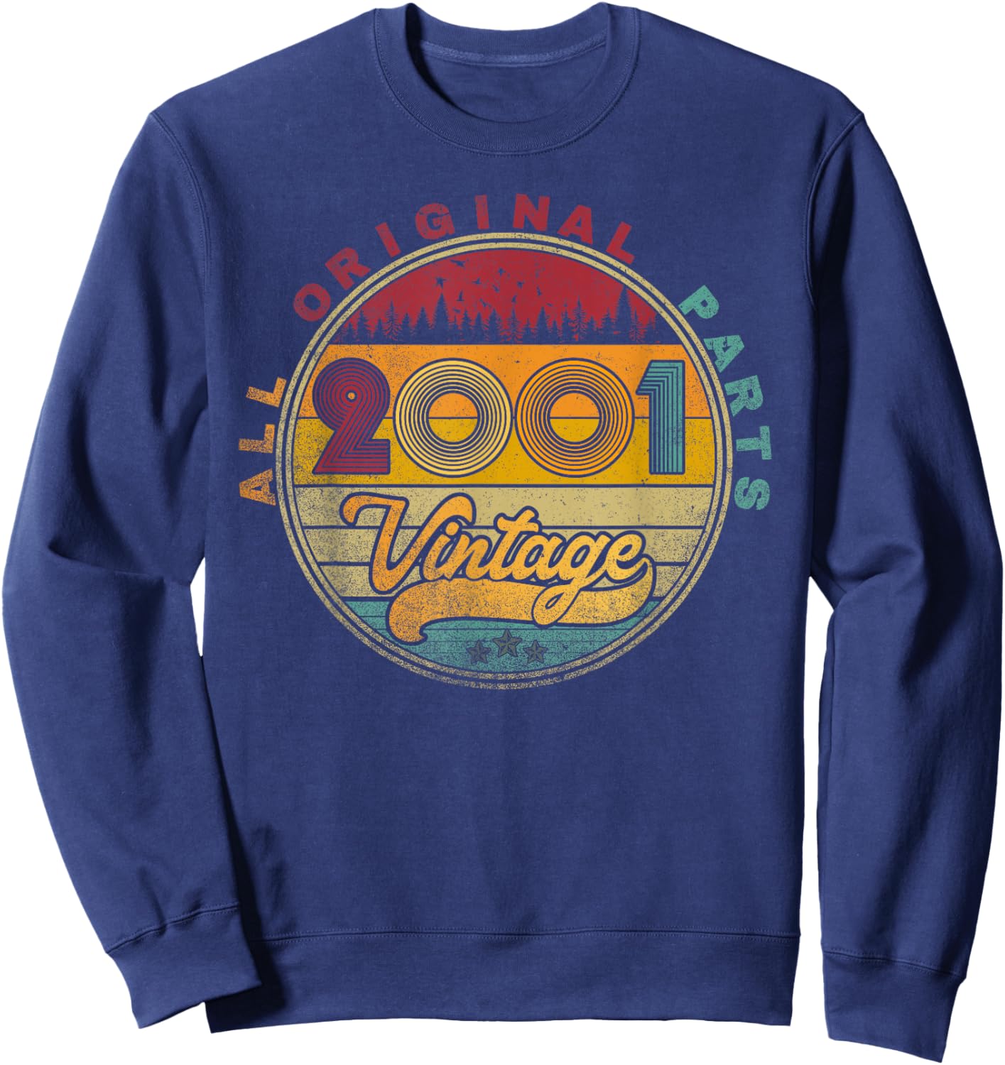 Vintage 2001 24th Birthday Gift 24 Years Old Men Women Retro Sweatshirt - Sweatshirt | Navy