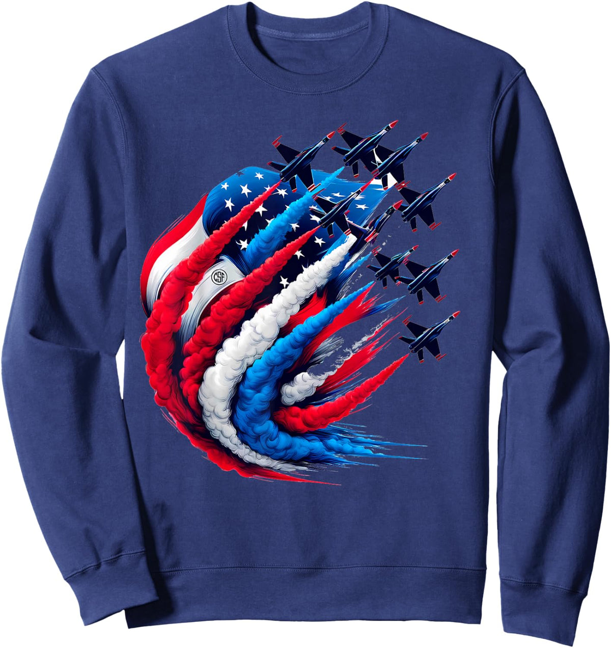 USA Jet Airshow Patriotic Red White Blue Design Sweatshirt - Sweatshirt | Navy