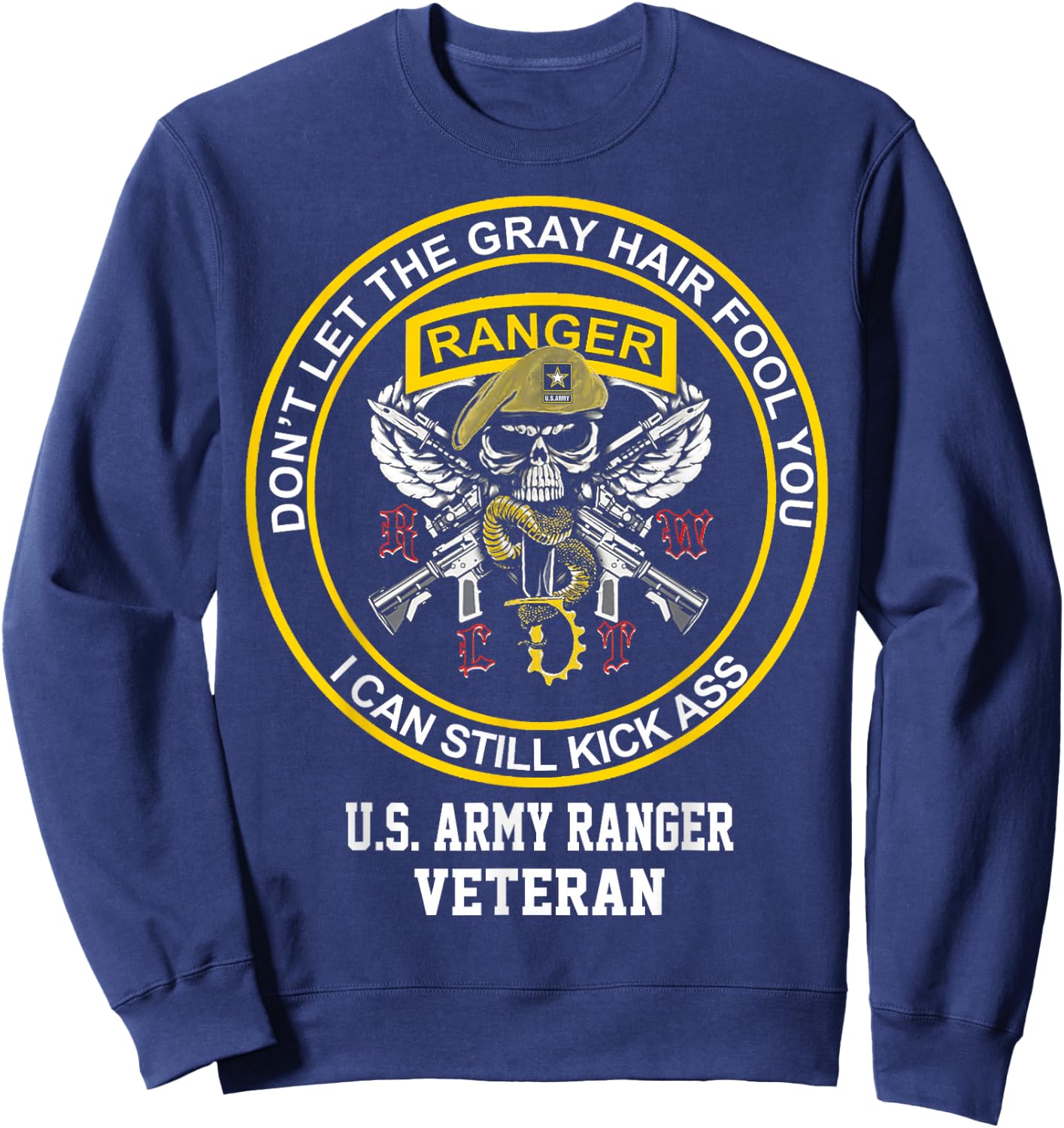 Funny Retired US Army Ranger Veteran USA Military Vet Sweatshirt - Sweatshirt | Navy