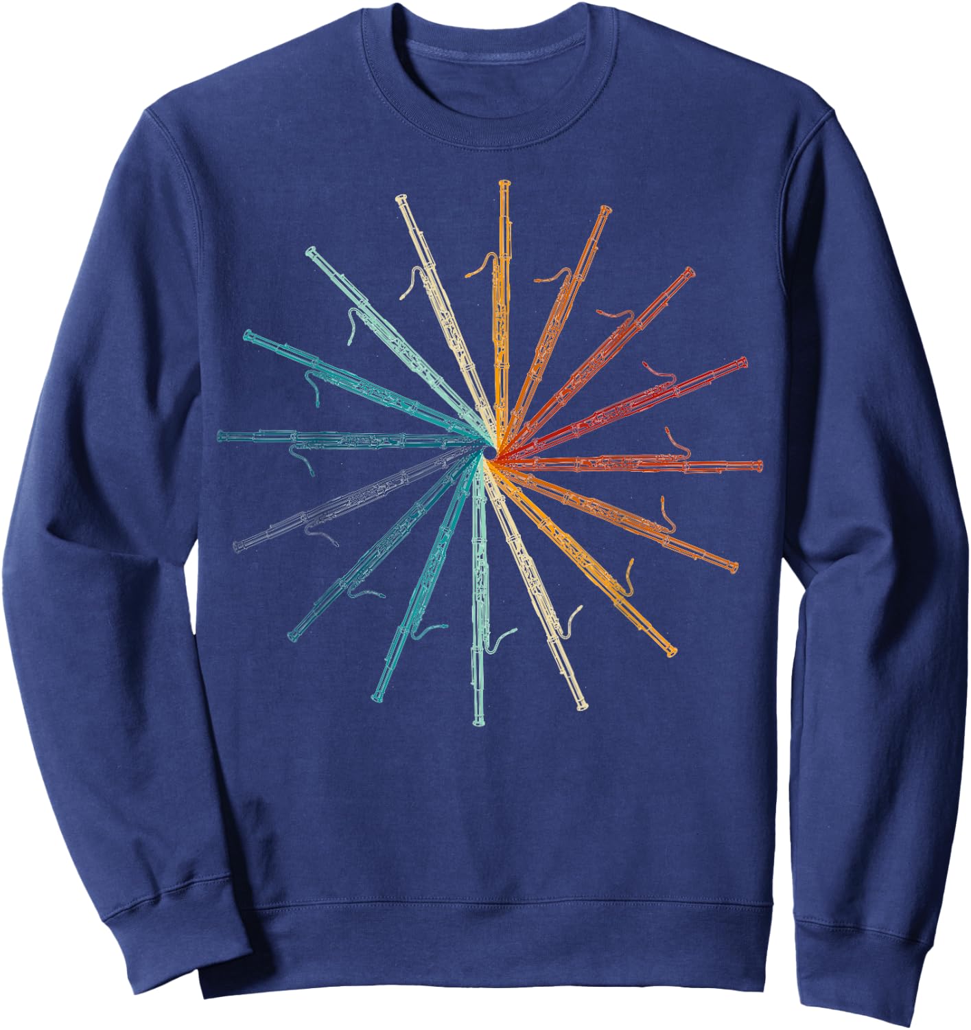 Funny Bassoon Retro Rainbow - Bassoon Player Orchestra Band Sweatshirt - Sweatshirt | Navy