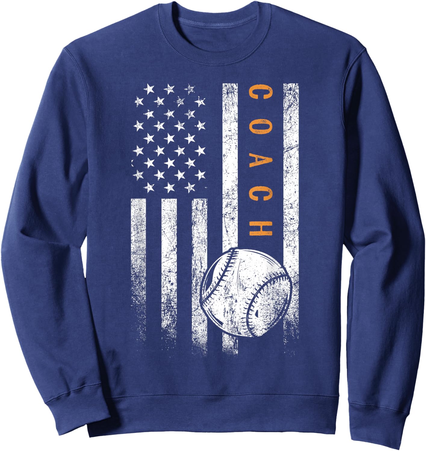 Baseball Coach American Flag Baseball Trainer Coaching Sweatshirt - Sweatshirt | Navy