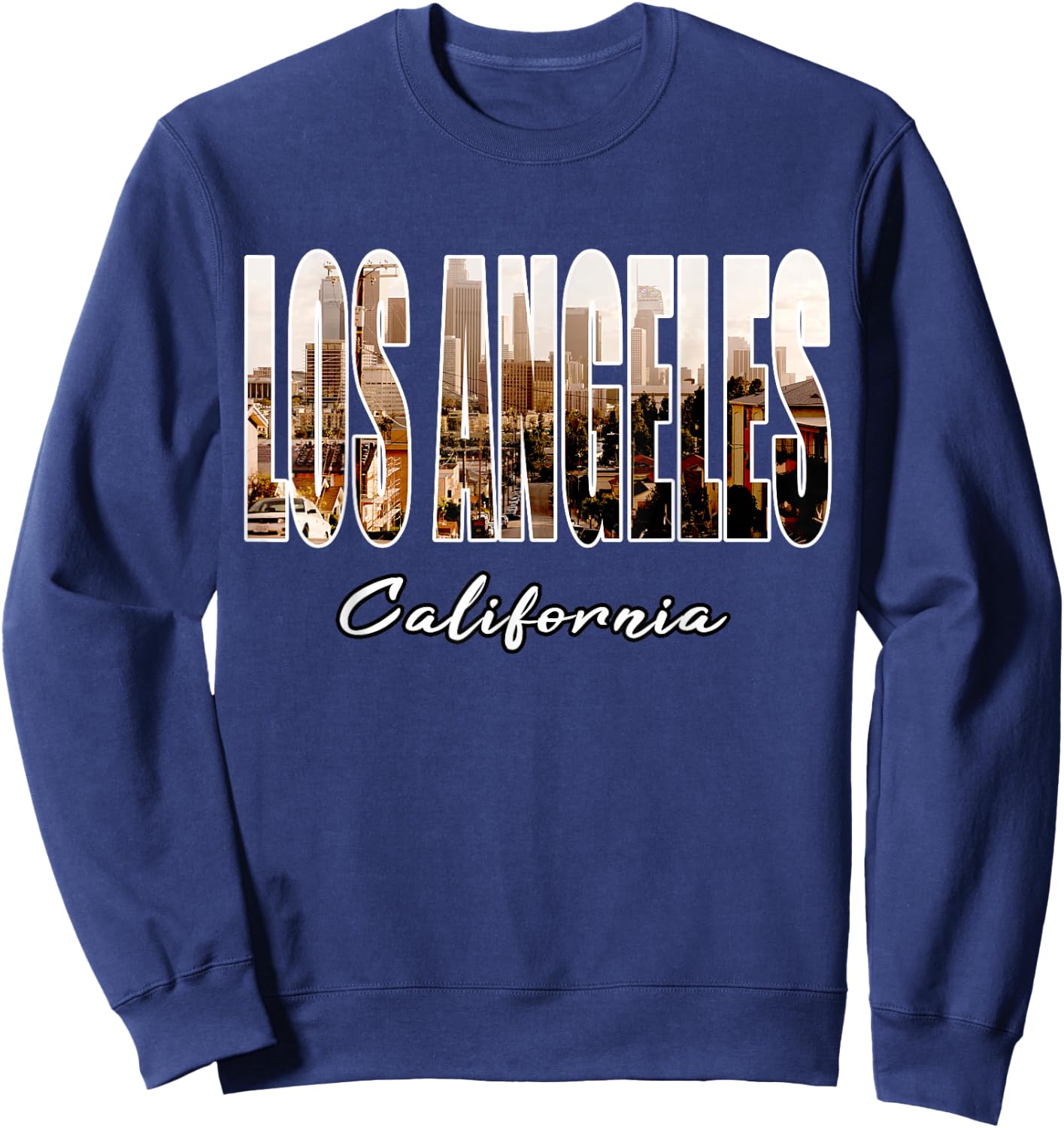 Los Angeles California Font Skyline Urban Photography LA Sweatshirt - Sweatshirt | Navy