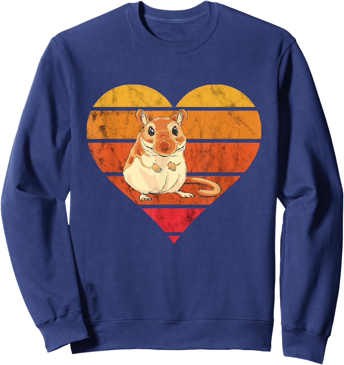 Gerbil Retro Vintage Heart Desert Animal Lover Rodent Rat Sweatshirt - Sweatshirt | Navy