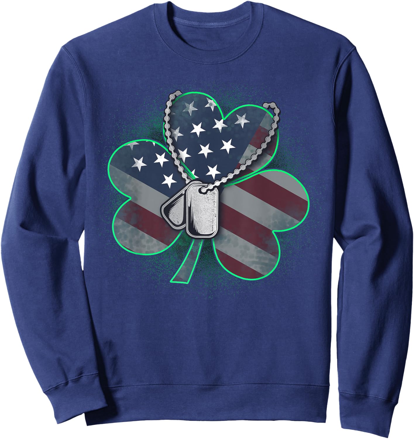 Veteran and Military St Patrick's Day Clover Sweatshirt - Sweatshirt | Navy