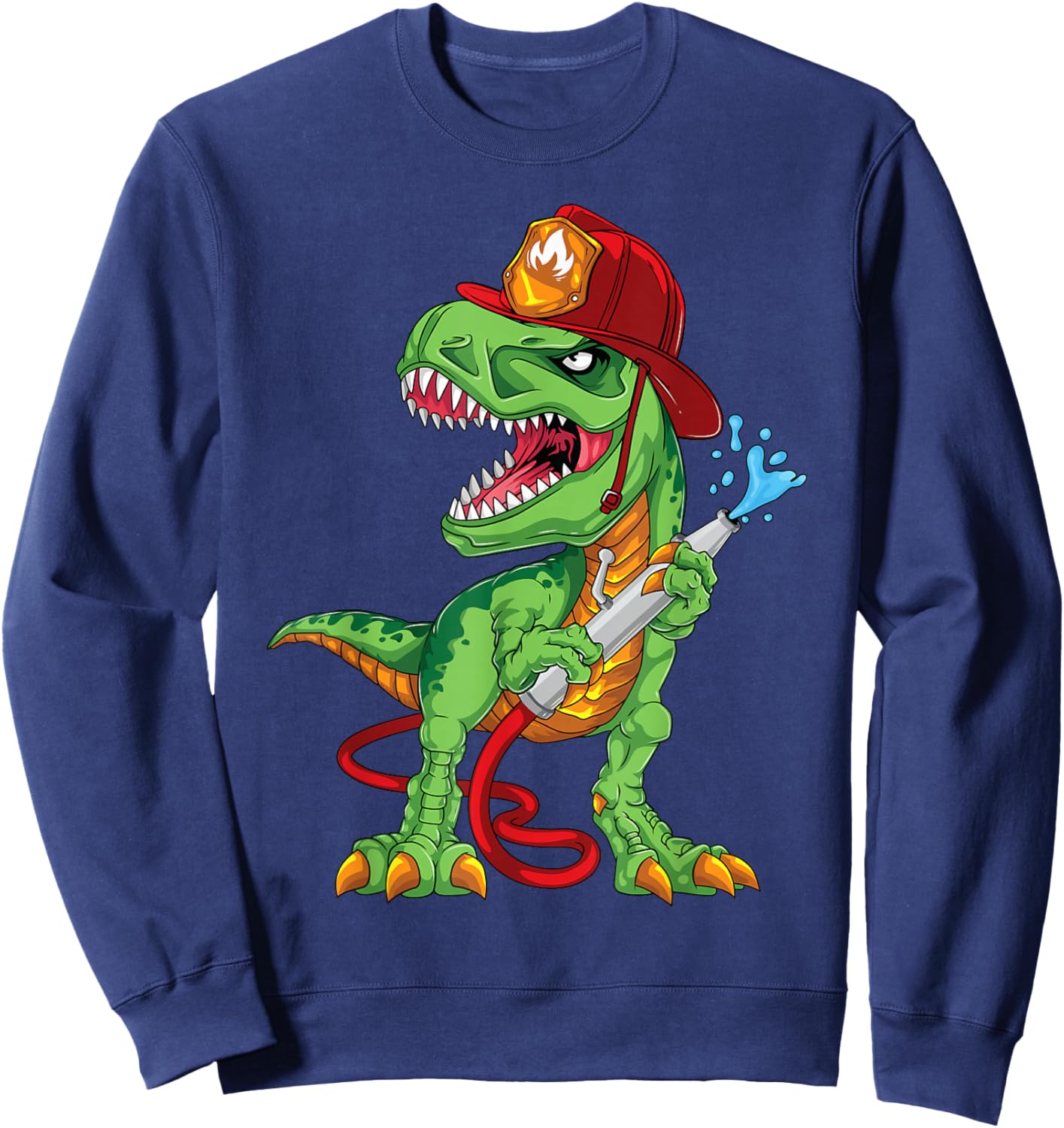 Firefighter Dinosaur T-rex Outfit For Fireman Firetruck Boys Sweatshirt - Sweatshirt | Navy