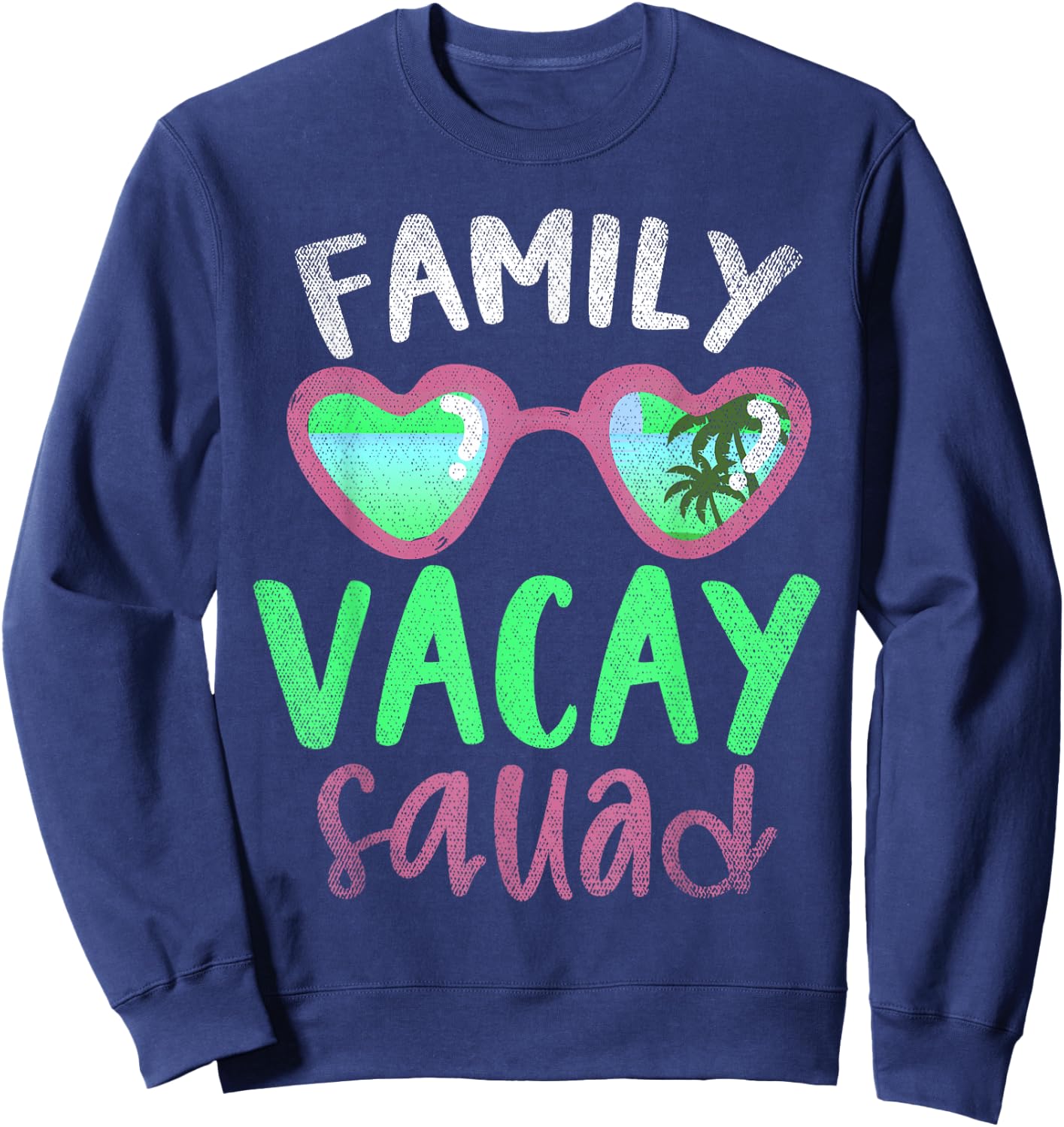 Family Vacay Squad Tropic Summer Palm Trees Family Vacation Sweatshirt - Sweatshirt | Navy