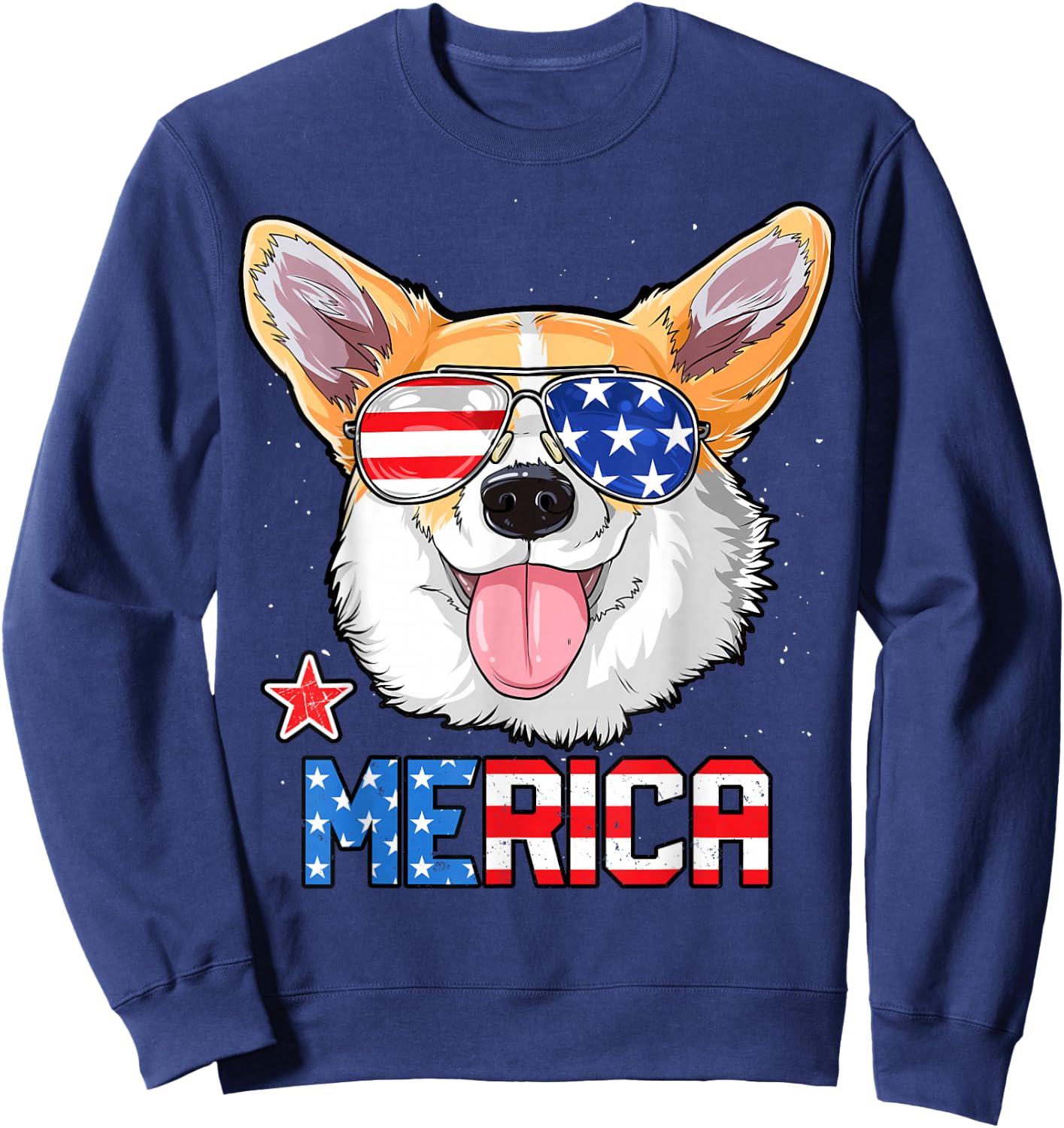 Corgi Merica 4th of July T Shirt Kids Boys Girls Dog Puppy Sweatshirt - Sweatshirt | Navy