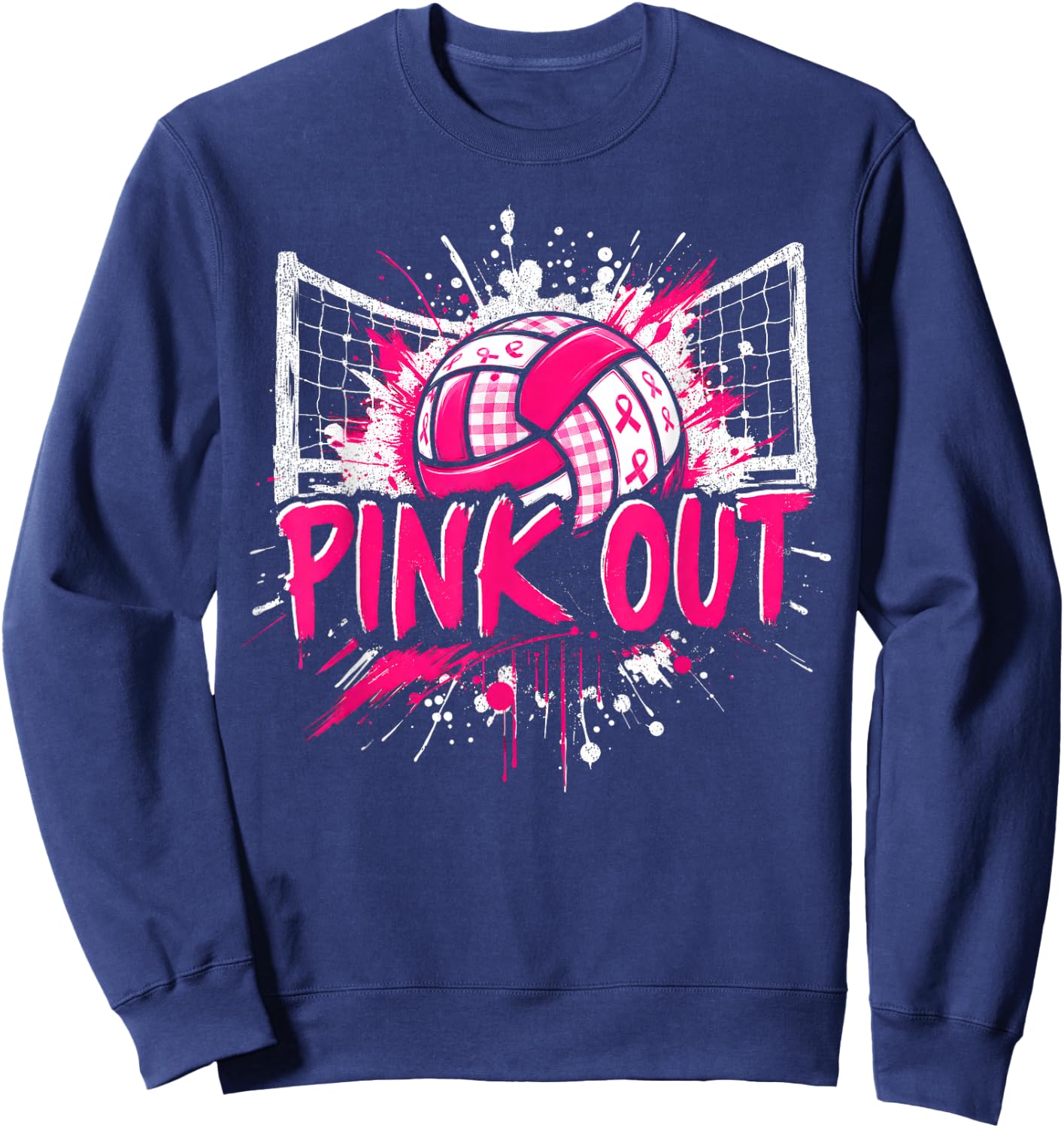 Pink Out Volleyball Breast Cancer Awareness Men Women Kid Sweatshirt - Sweatshirt | Navy