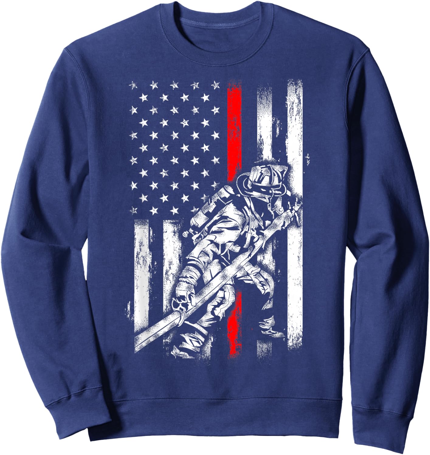 Firefighter American Flag for US Fireman Sweatshirt - Sweatshirt | Navy