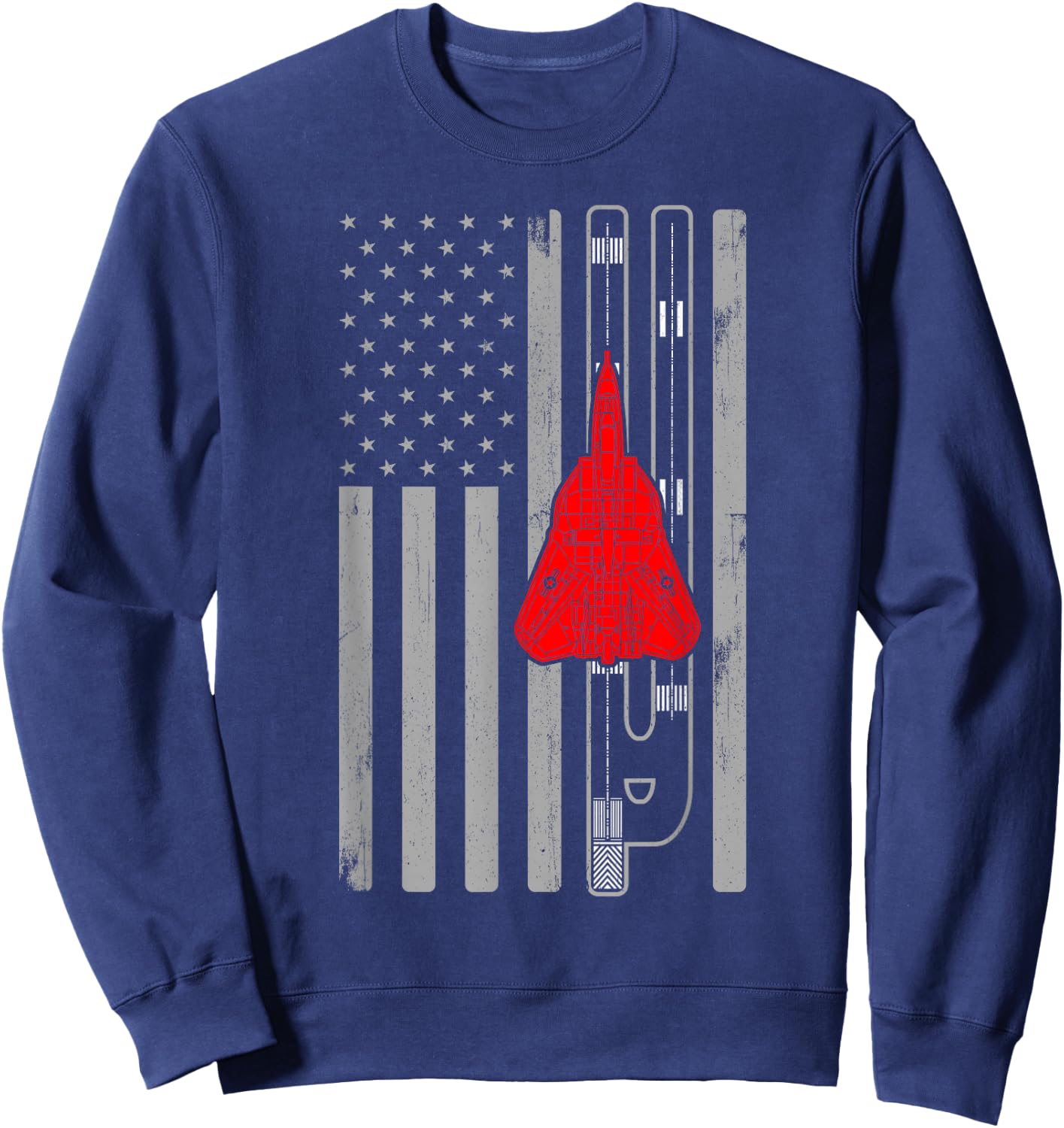 F-14 Tomcat Fighter Jet Plane American Flag F14 Sweatshirt - Sweatshirt | Navy