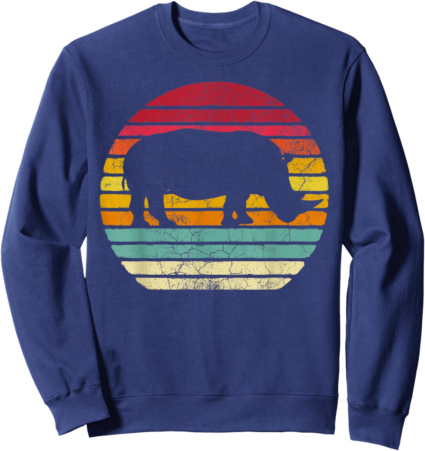Rhino Rhinoceros - Retro Style Vintage Funny 70s 80s 90s Sweatshirt - Sweatshirt | Navy