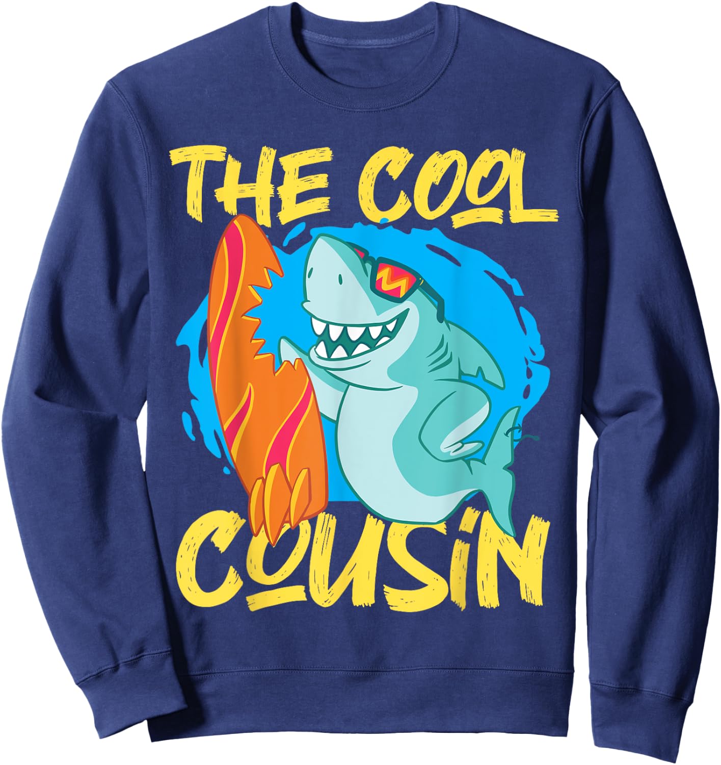 The Cool Cousin Shark With Surfboard Sweatshirt - Sweatshirt | Navy