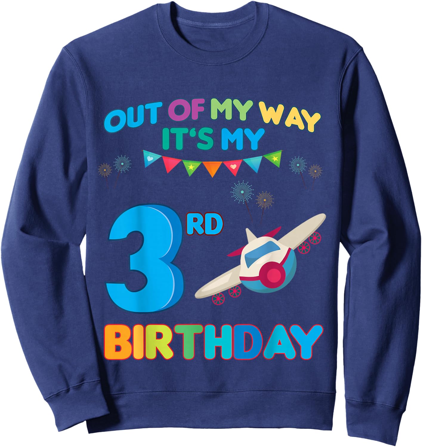 Out of my way it's my 3rd birthday aviation airplane Sweatshirt - Sweatshirt | Navy