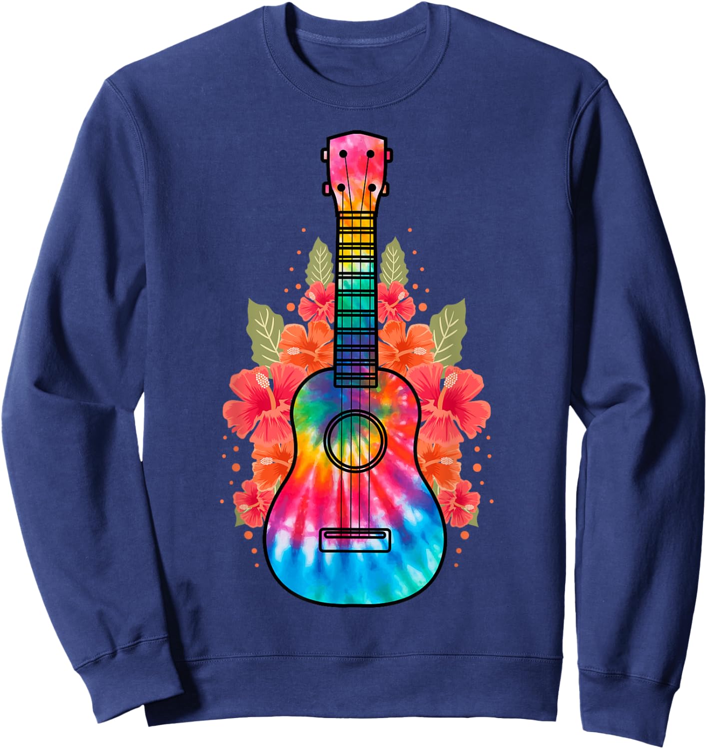 Hawaii Uke Flower Ukulele Guitar Sweatshirt - Sweatshirt | Navy