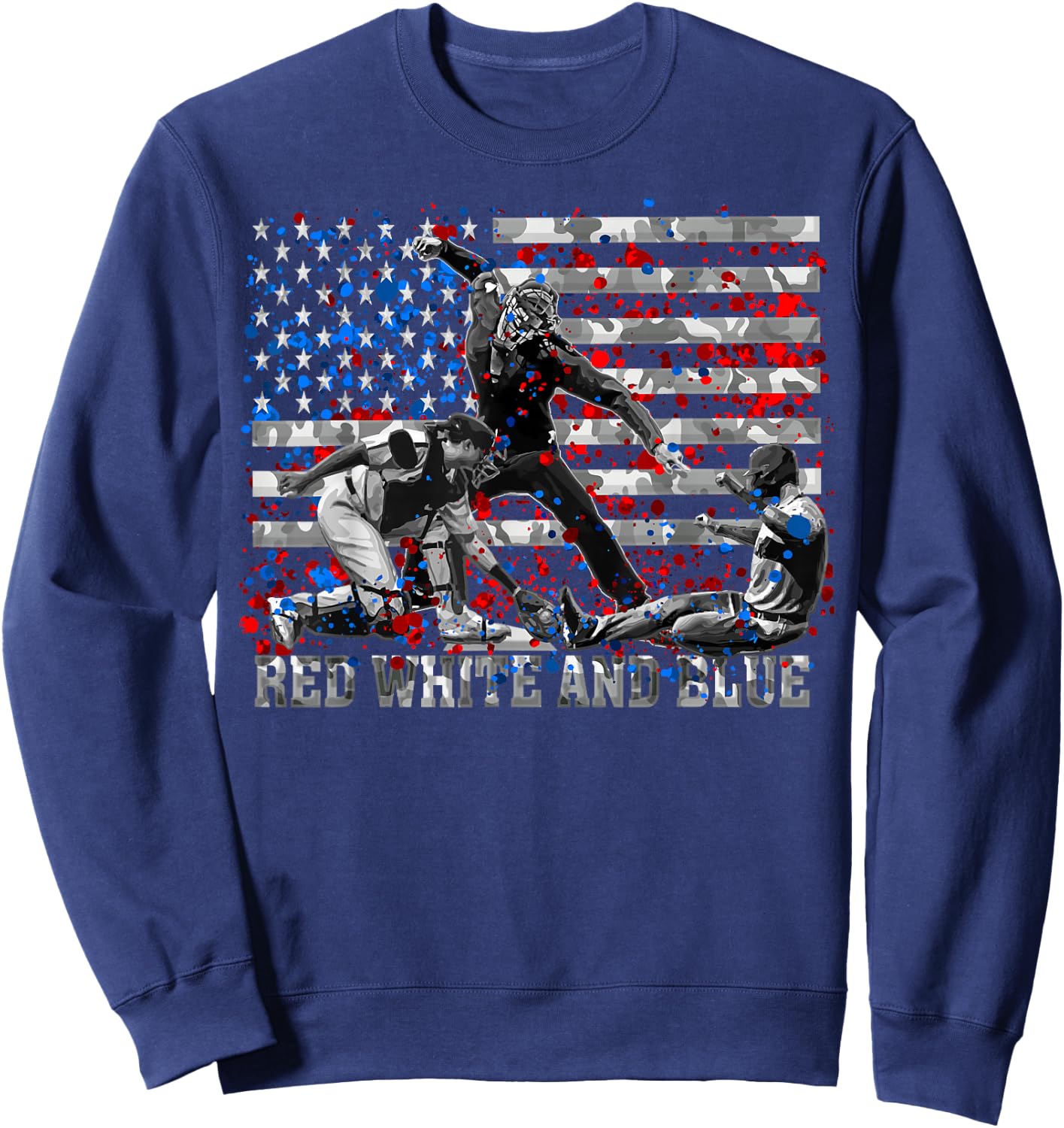 American Flag Patriotic Funny Baseball Umpire Blue Gift Sweatshirt - Sweatshirt | Navy