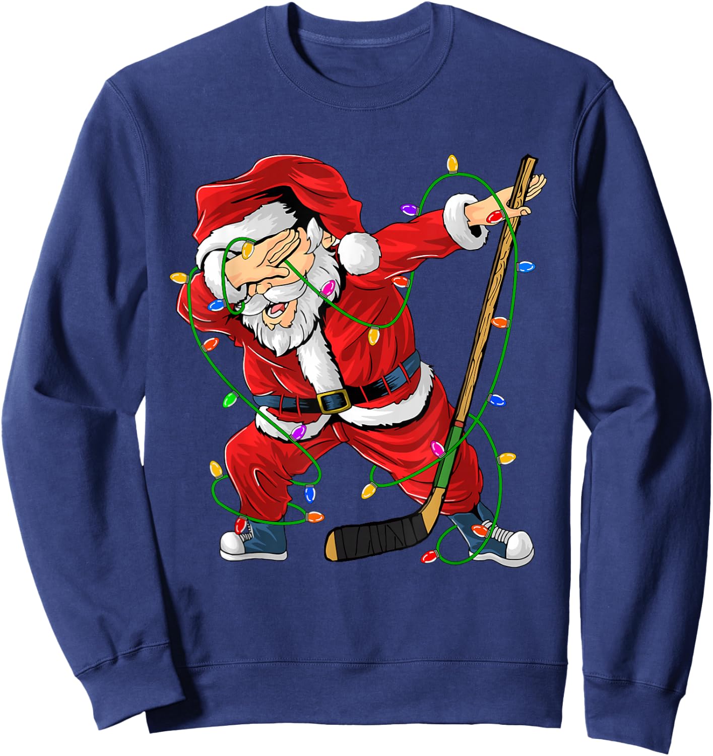 Merry Christmas Ice Hockey Dabbing Santa Claus Hockey Player Sweatshirt - Sweatshirt | Navy