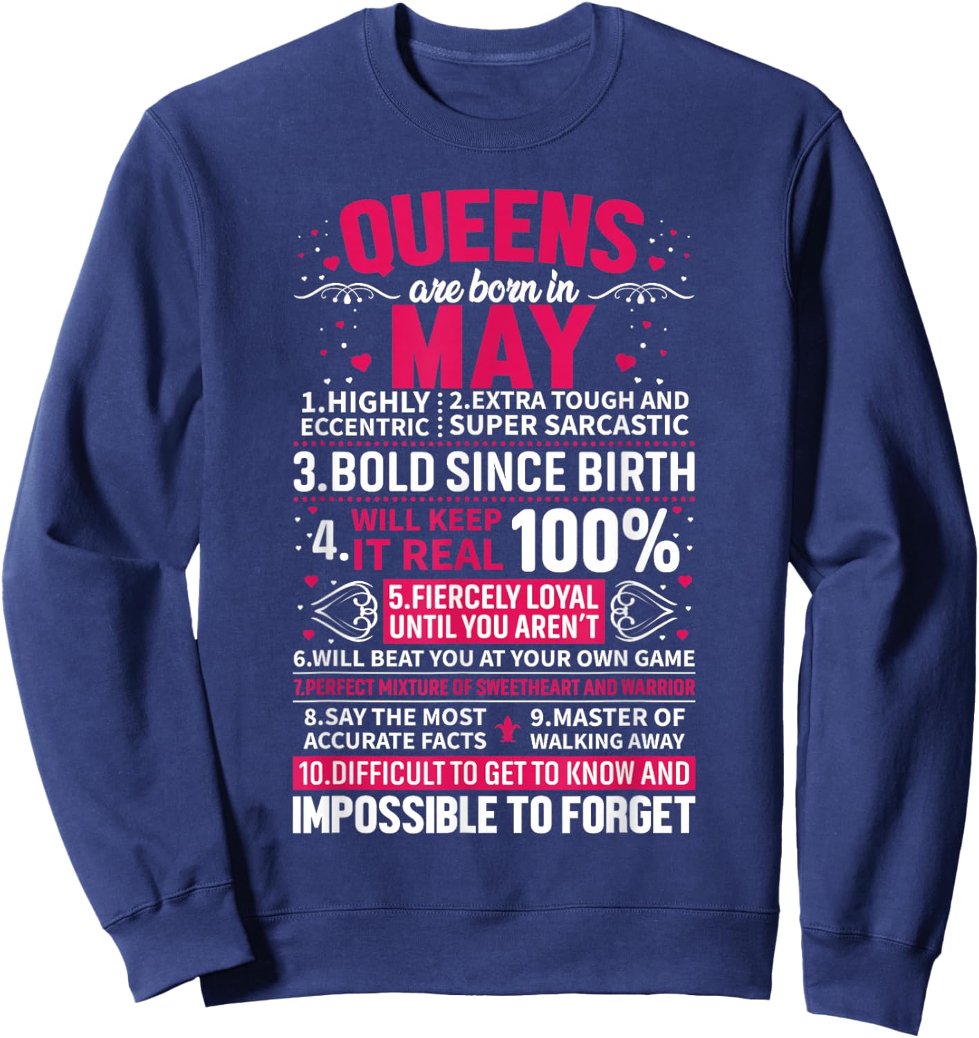 Queens Are Born in May Sweatshirt - Sweatshirt | Navy
