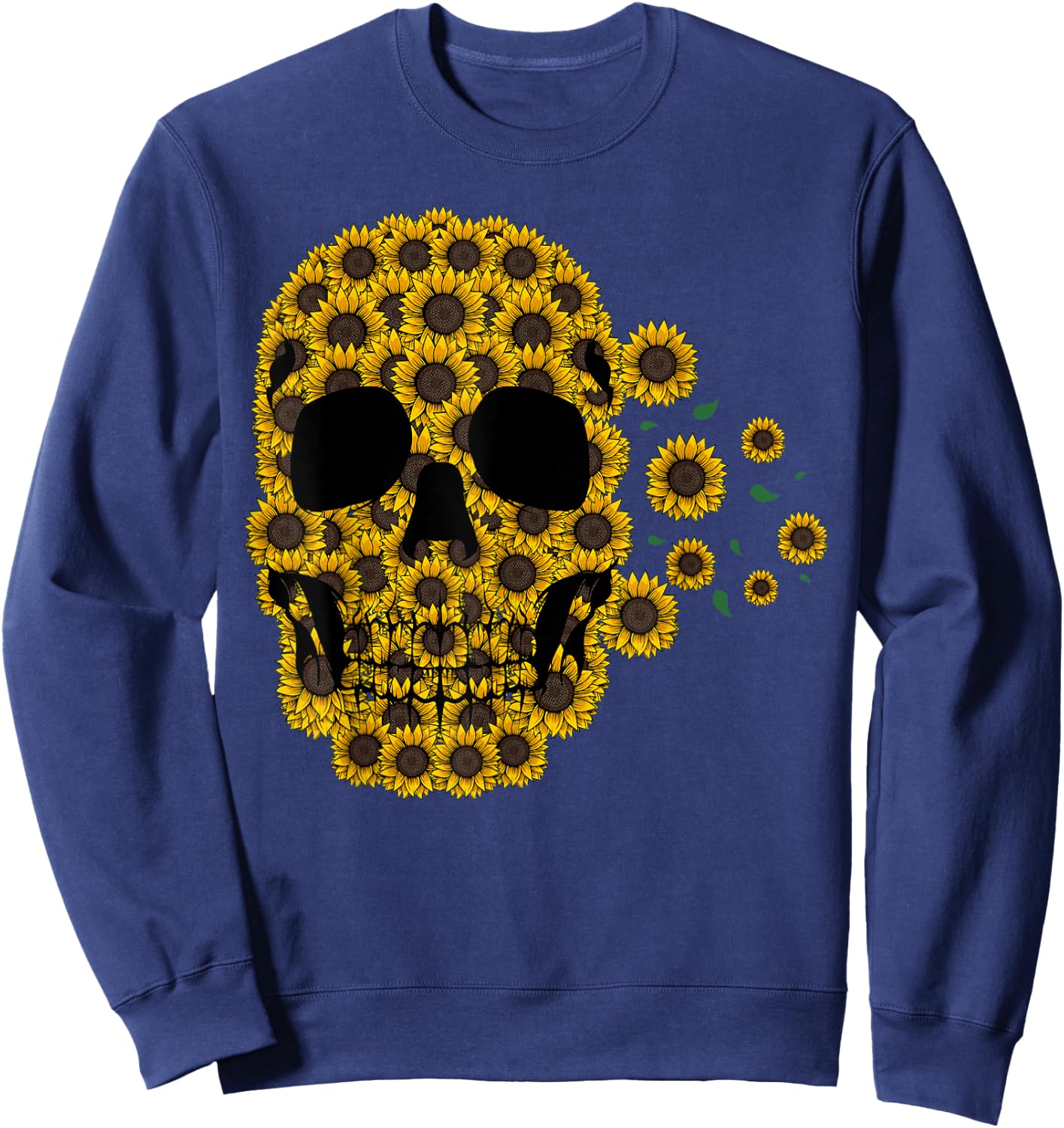 Sunflower Skull Lazy Halloween Costume Cute Skeleton Sweatshirt - Sweatshirt | Navy