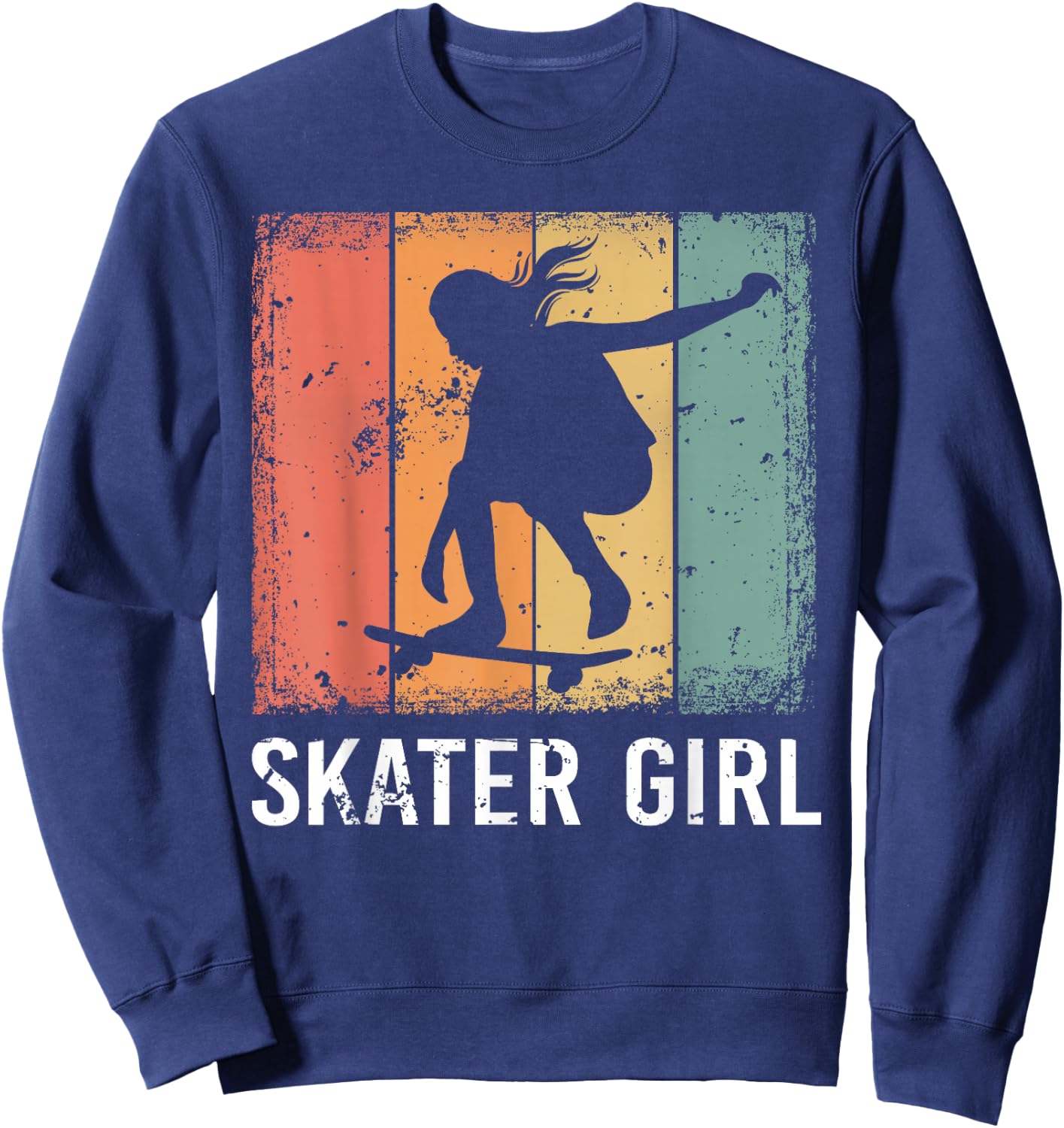 Cool Skater Art Women Girls Skateboarding Skateboard Skating Sweatshirt - Sweatshirt | Navy