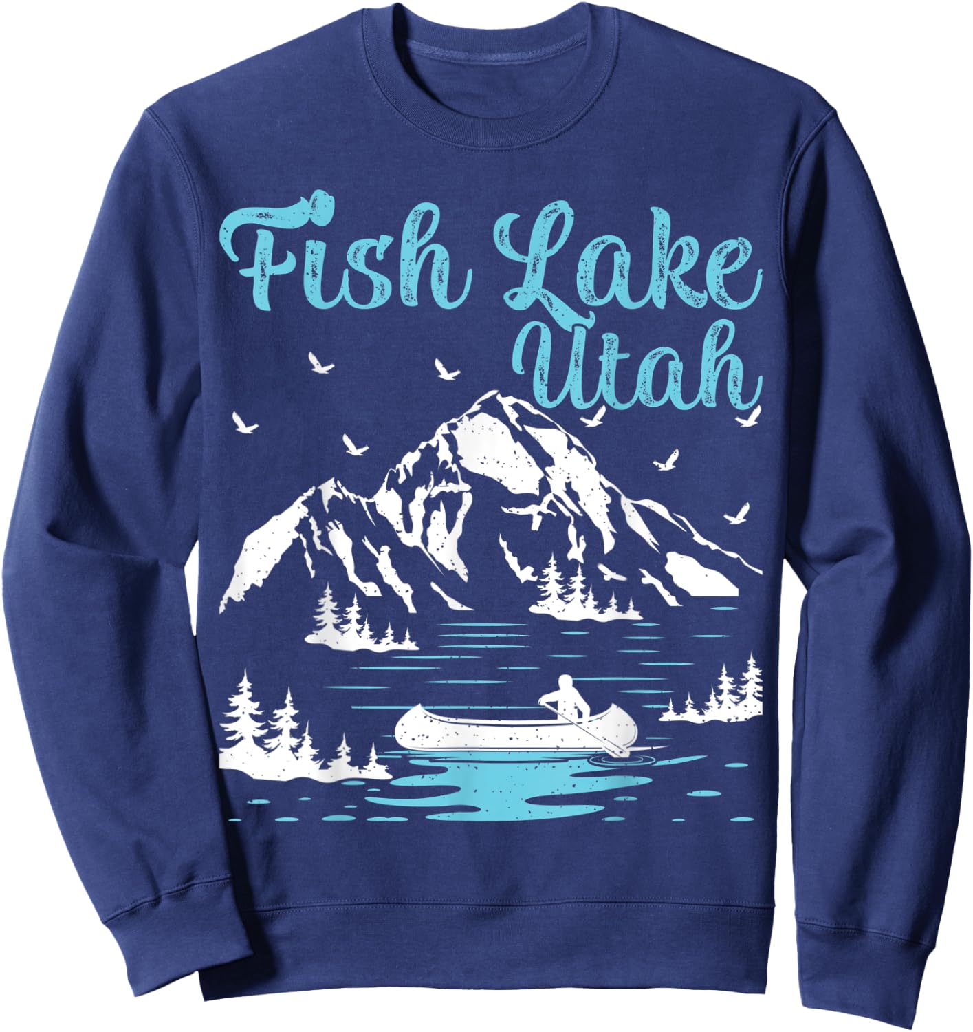 Summer Vacation Mountain Retro Utah Fish Lake Women Kids Sweatshirt - Sweatshirt | Navy