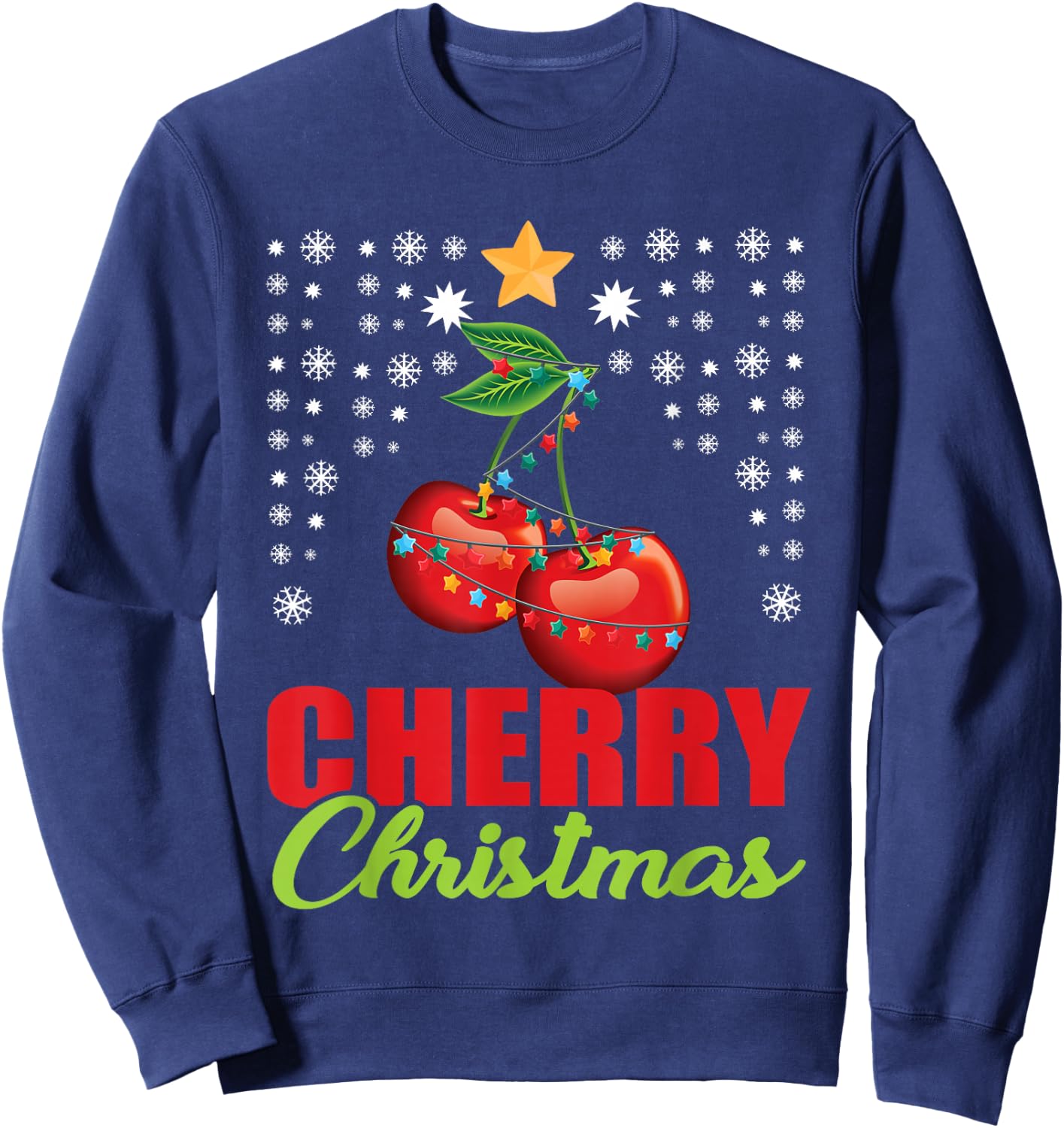 Great Cherrie Gifts Funny Fruit Lover Gift -Adults, Kids Black Modern Classic Christmas Cherry Small Sweatshirt - Sweatshirt | Navy