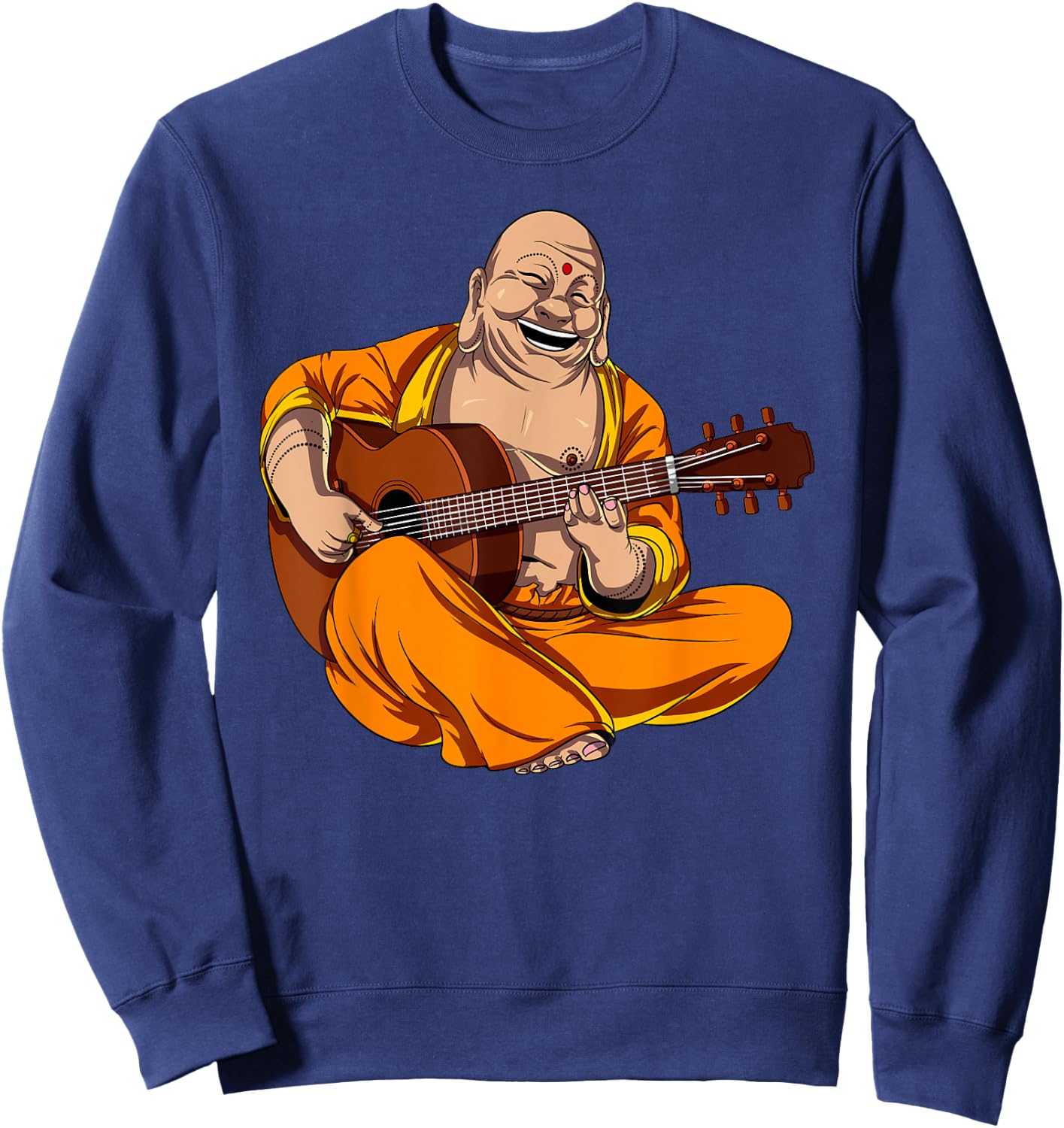Buddha Playing Guitar Zen Yoga Meditation Funny Namaste Sweatshirt - Sweatshirt | Navy