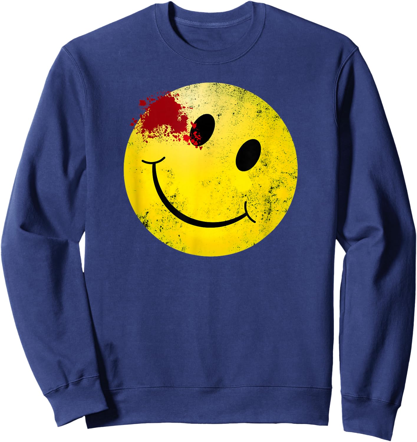 Bloody Smiling Face I Vintage Smile Sweatshirt - Sweatshirt | Navy