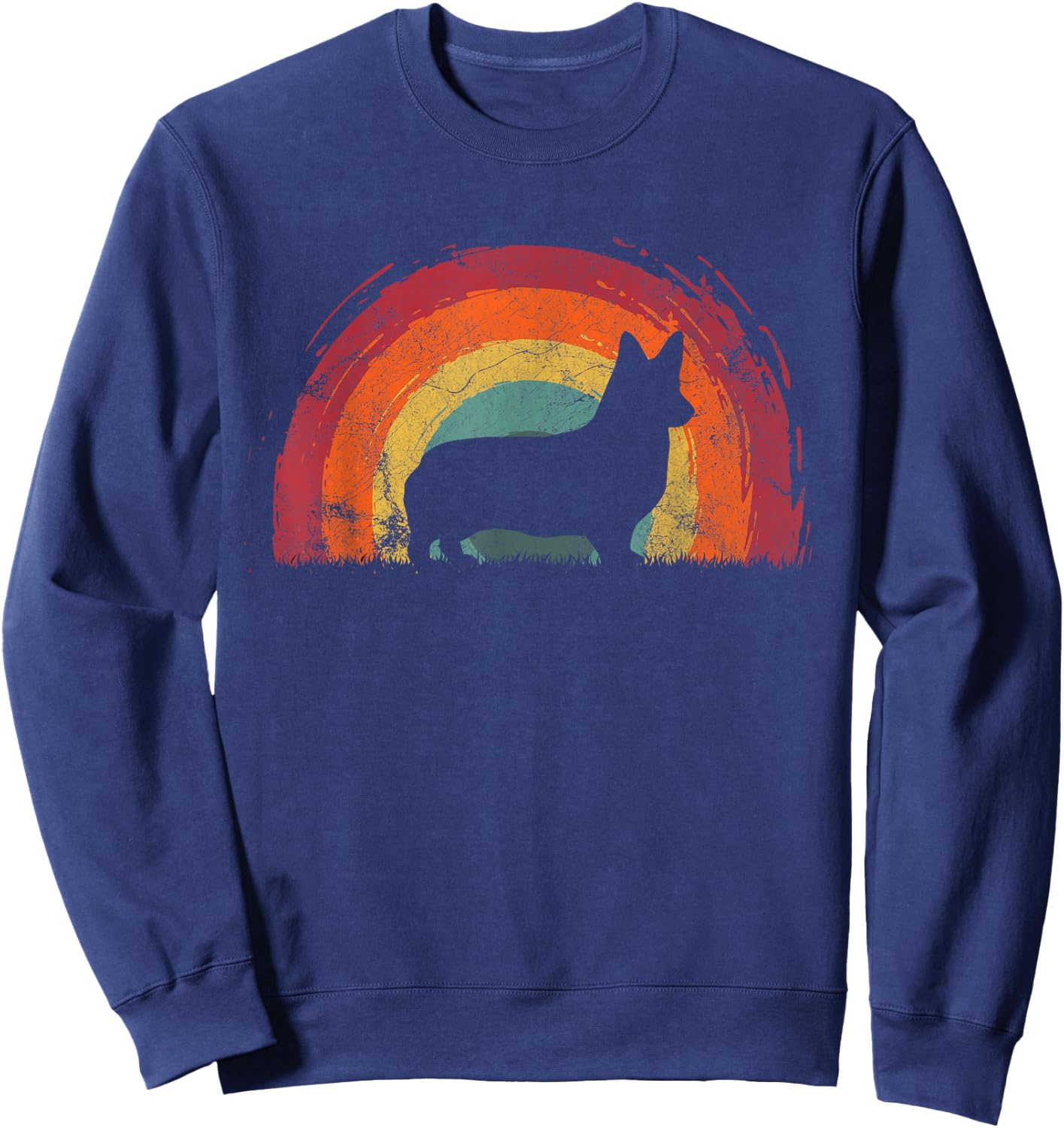 Dorgi Vintage Rainbow Dog Men Women Sweatshirt - Sweatshirt | Navy
