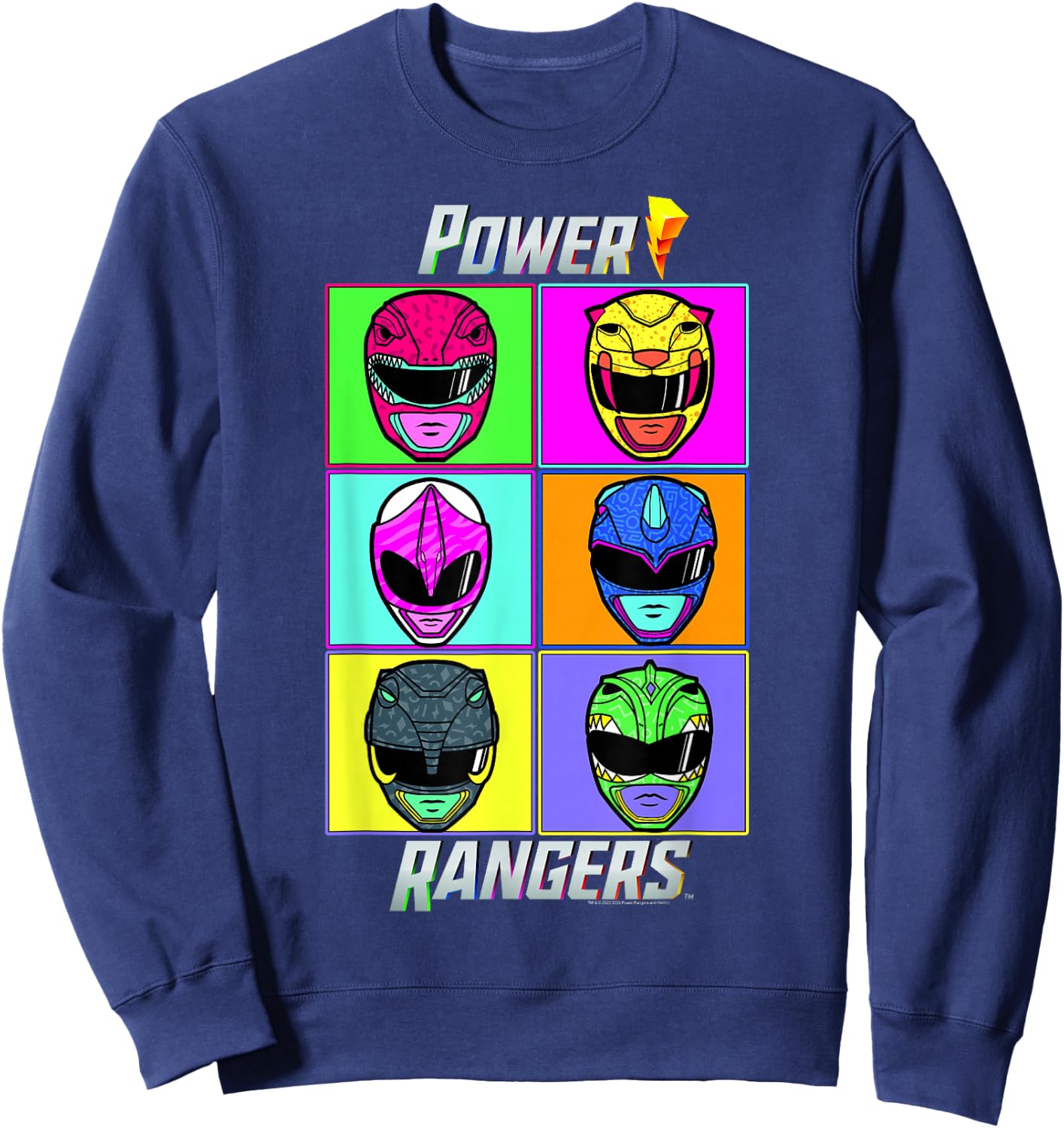 Power Rangers Pop Art Warhol Portrait Box Up Sweatshirt - Sweatshirt | Navy